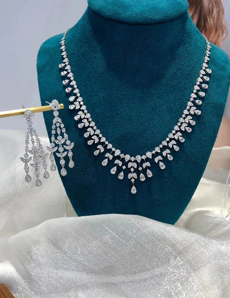 18K White Gold Luxury Diamond Necklace for Women - 4.74 Carat Natural Diamond Water Drop Tassel Pendant - Perfect for Senior Banquets, Weddings & Special Occasions