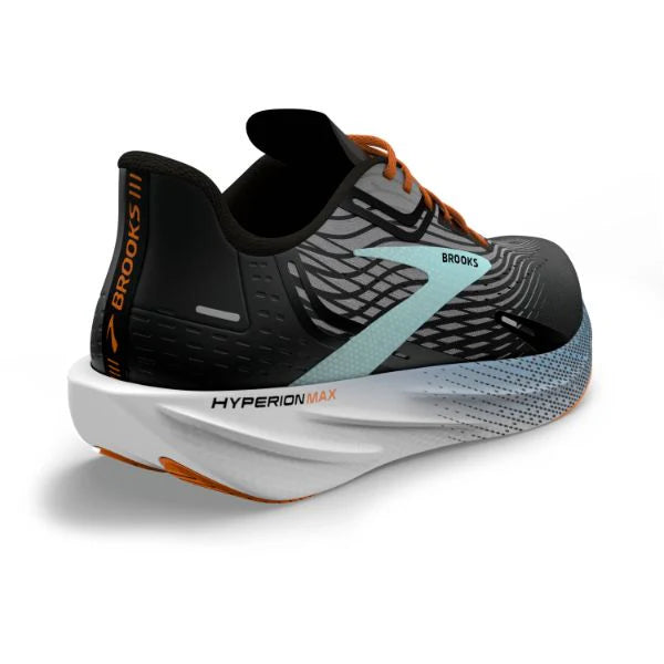 Brooks Men's Hyperion Max Running Shoes - Lightweight & Cushioned for Marathon Training - Black/Grey/Orange Clown Fish Design - Perfect for Road Running, Gym Workouts & Daily Wear