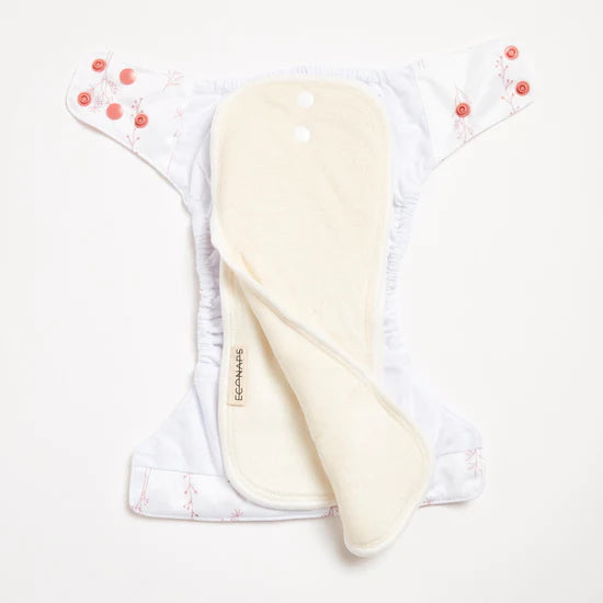 EcoNaps Modern Cloth Diaper - Reusable & Eco-Friendly Baby Nappy | Rosewood Botanicals Print | Perfect for Newborns, Infants & Toddlers | Daycare & Home Use
