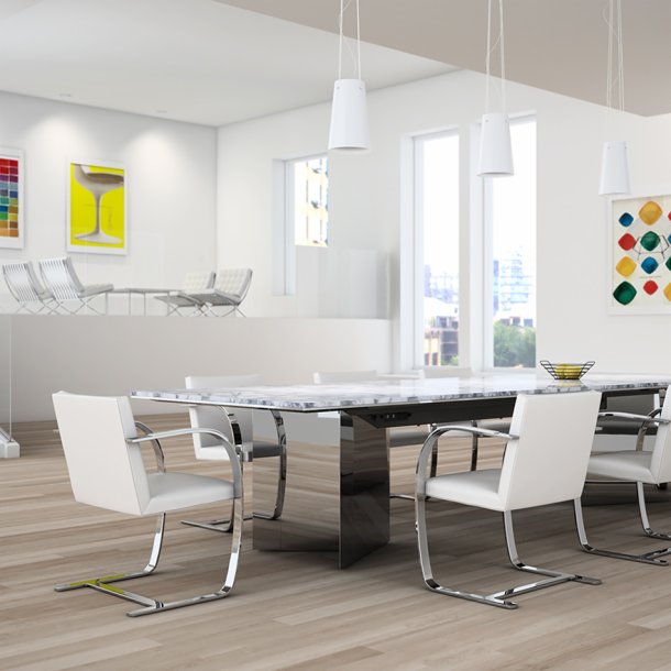 Brno Armchair in Flat Bar - Modern Lounge Chair for Living Room, Office & Dining Area - Mid-Century Inspired Design with Chrome Frame & Upholstered Seat
