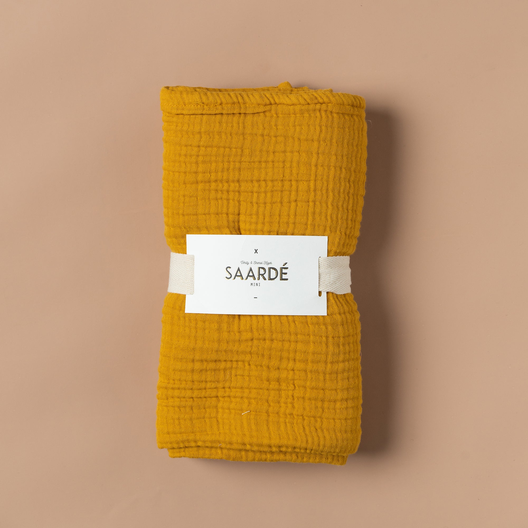Enes Crinkle Baby Blanket - Soft Sensory Toy for Infants & Toddlers | Turmeric Yellow | Perfect for Tummy Time, Playtime & Nursery Decor