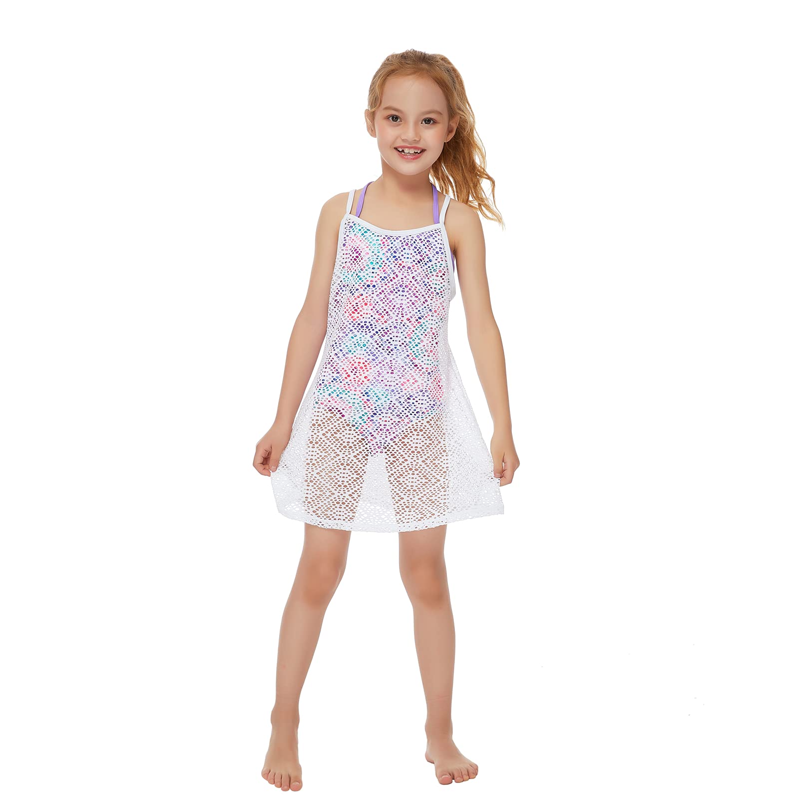 Jimmy Bahamas Swimsuit Cover Up for Girls - Little Kids Beach Crochet Mesh Crossback Swim Dress | Perfect for Pool, Beach & Summer Vacations