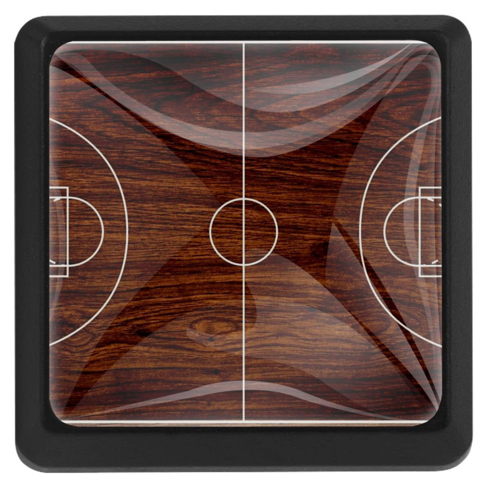 6Pcs Wooden Cabinet Handles & Drawer Knobs - Basketball Court Design Dresser Knobs for Bedroom, Kitchen & Bathroom Storage Furniture