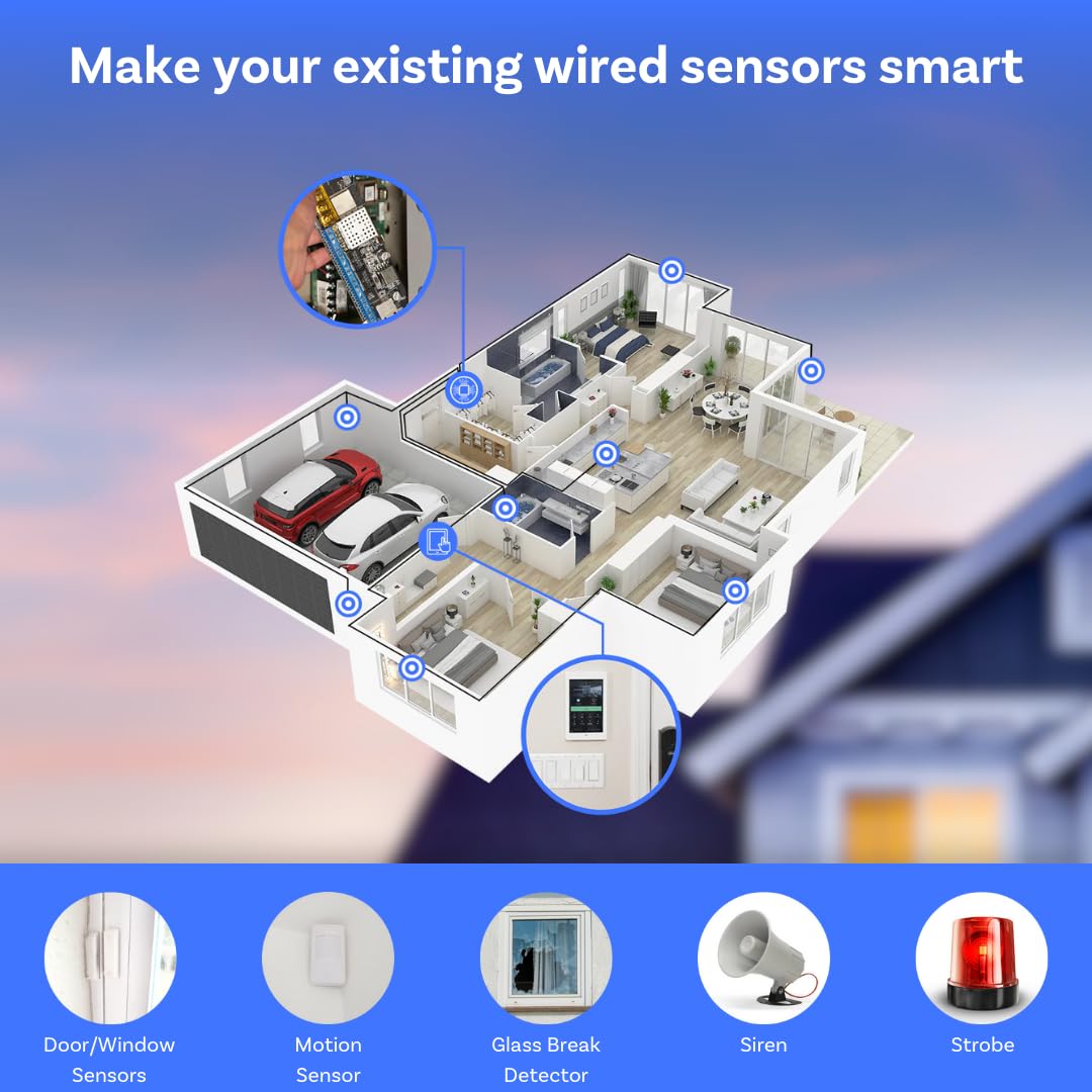 12-Zone Wired Smart Alarm Panel Kit - Konnected Alarm Panel for Smart Home Security | Works with SmartThings, Alexa & Home Assistant | No Batteries or Monthly Fees | Wi-Fi Enabled | Perfect for Home Automation & DIY Security Systems | Includes All Essential Components