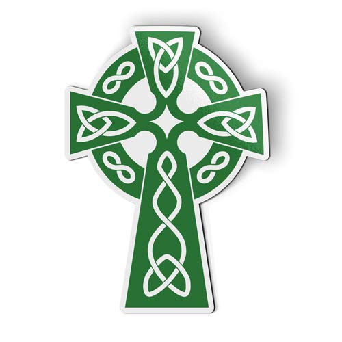 Celtic Cross Green Magnet for Car, Fridge, Locker - 6 Inch - Durable Decorative Accessory for Home, Office, and Gifts