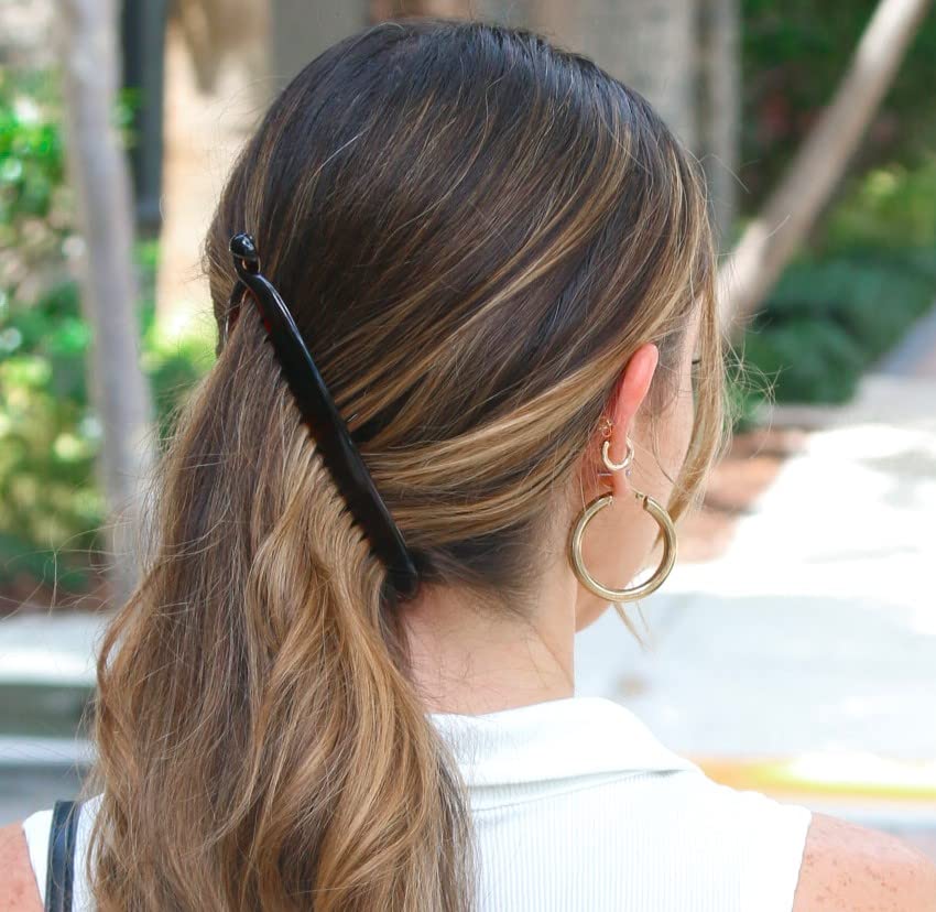 Camila Paris CP2 2 Pack Flexible Banana Hair Clips for Thick Hair - Strong Ponytail Holders, Interlocking Styling Hair Combs (Made in France) - Perfect for Workouts, Office & Everyday Hairstyles