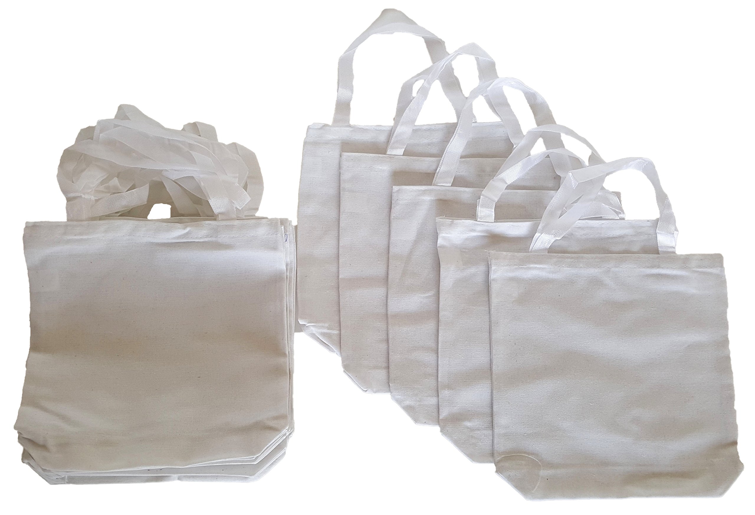 Eco-Friendly White Cotton Tote Bags - Reusable Grocery Shopping Bags, Party Favor Bags, Travel Storage Bags for Beach, Picnic & Daily Use