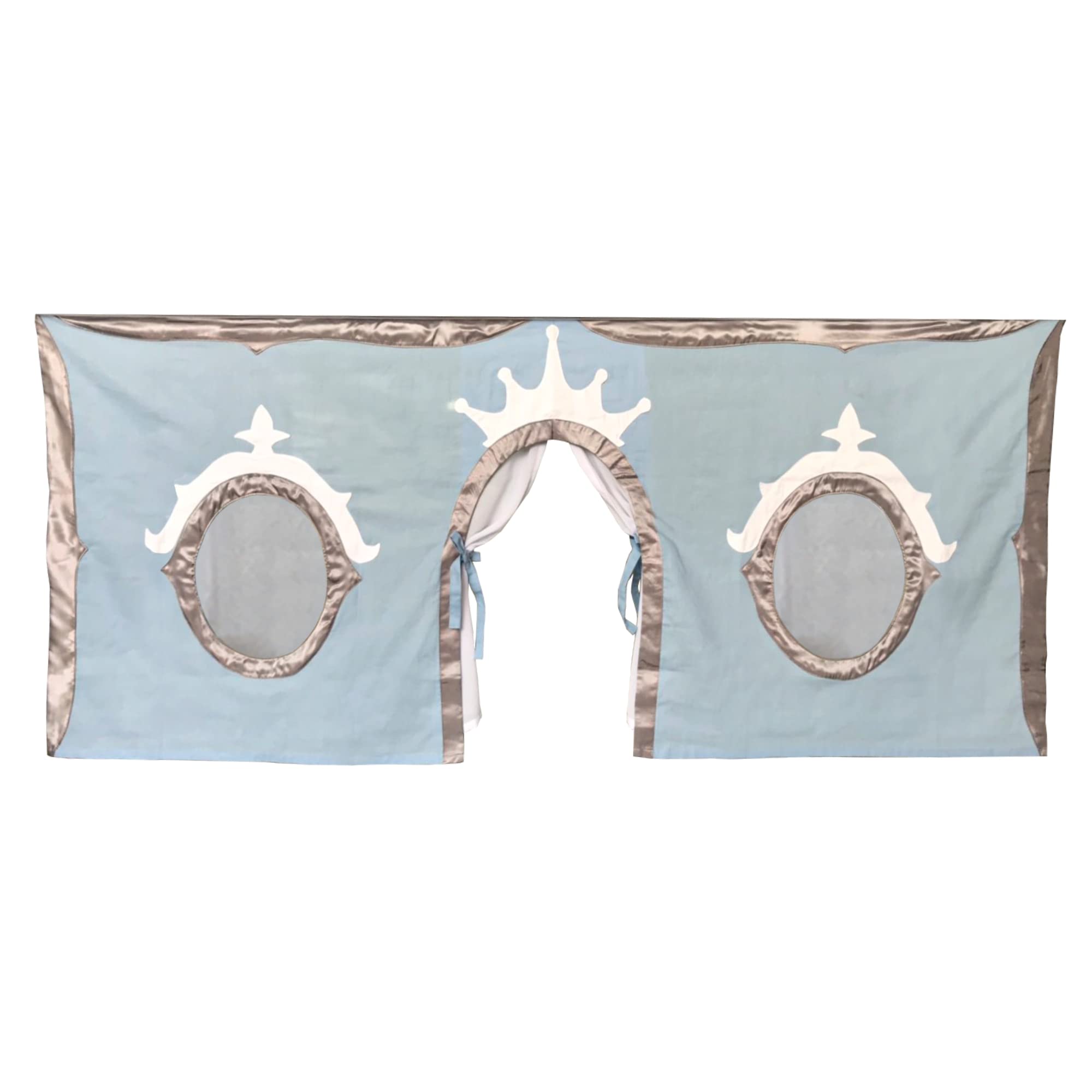 Max & Lily Underbed Curtain for Low Bunk/Loft Bed - 2 Panel Cotton Privacy Set for Kids (Blue/Silver) | Princess Play Tent for Bottom Bunk | Perfect for Bedrooms, Playrooms & Sleepovers