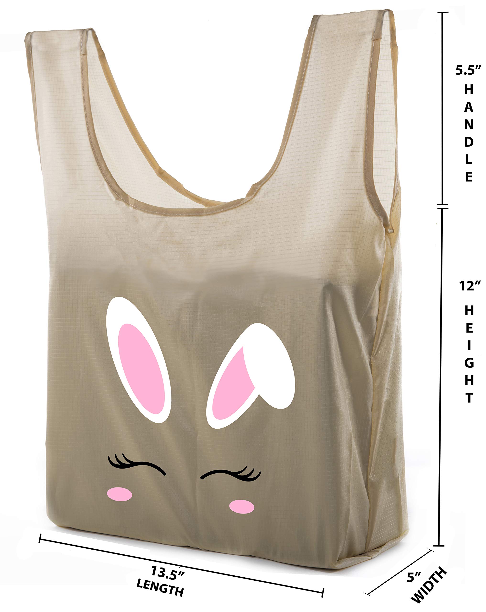 Easter Basket Bags - Bulk Reusable Grocery Tote Bags for Easter Egg Hunt with Cute Bunny Face Design | Perfect for Easter Gifts, Party Favors & Spring Celebrations