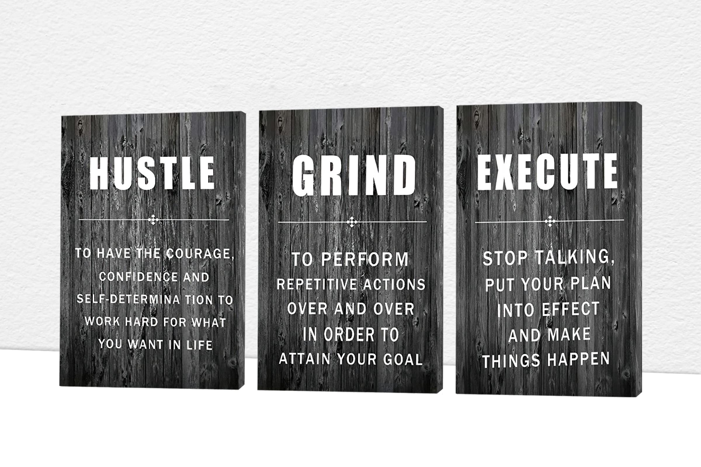 GUTTATY Motivational Office Wall Art - 3 Piece Inspirational Quotes Canvas Prints for Office Decor, Black and White Framed Wall Art Ready to Hang (20