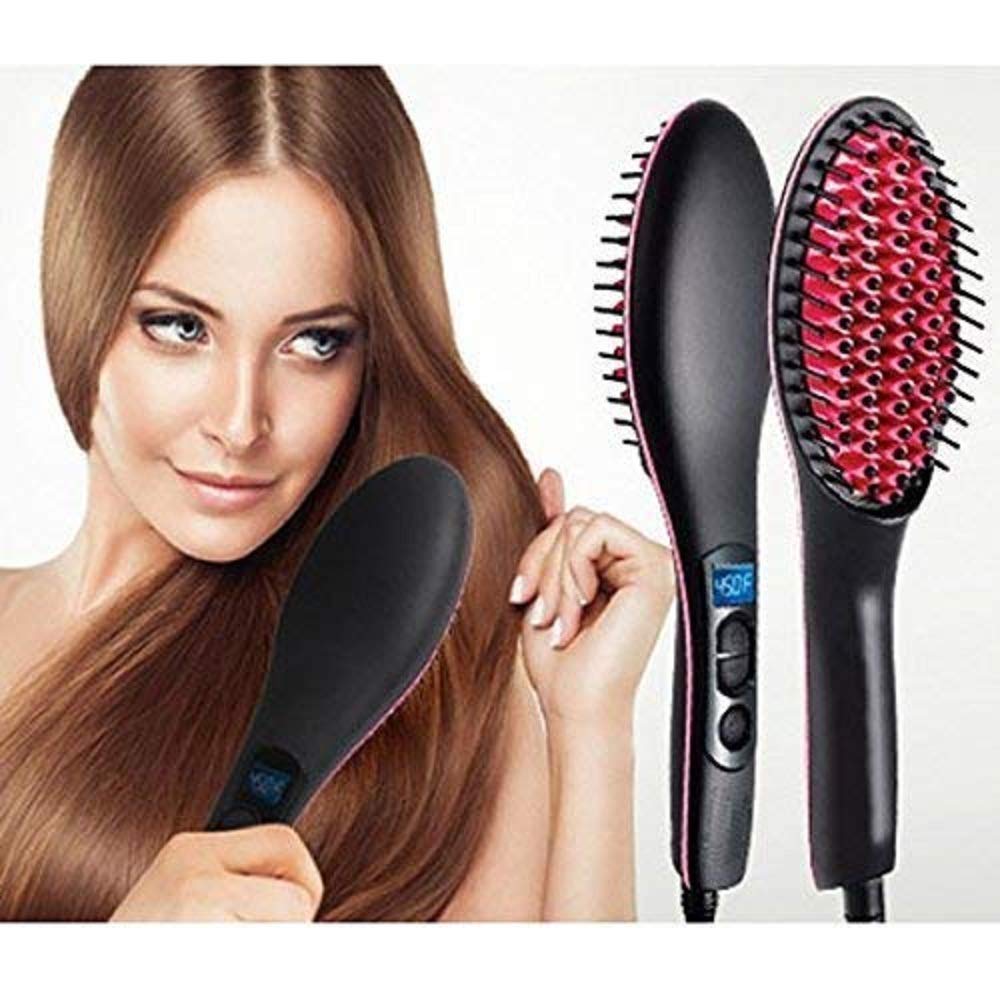Anugrah Mart 3-in-1 Electric Hair Straightening Brush with Ceramic Plates & Temperature Control Display - Professional Hair Styler for Women - Perfect for Home Use, Travel & Salon-Quality Styling
