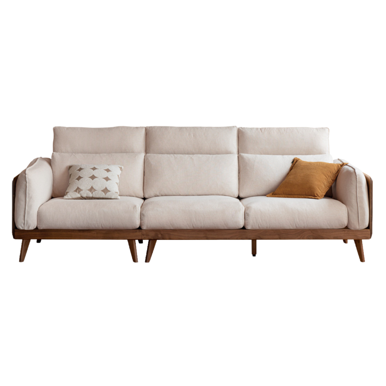 104.3х42.5х33.4 inch / 265х108х85сm / pear white color / Black Walnut fabric three-person seat