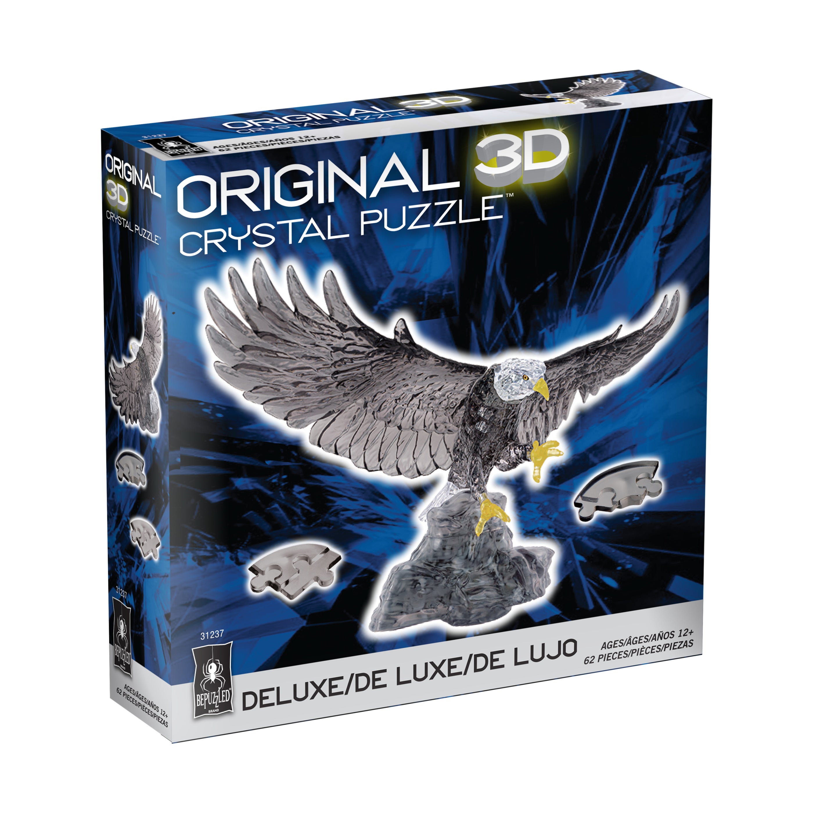 BePuzzled Majestic Eagle 3D Crystal Puzzle - 62 Piece Brain Teaser for Adults & Teens - Perfect for Home Decor, Gift Giving & STEM Learning Activities
