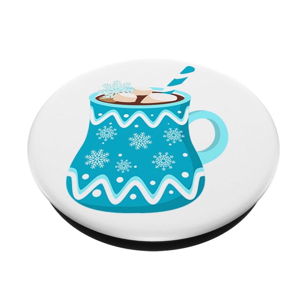 Premium Marshmallows & Snowflake Hot Cocoa Mug Set - Insulated Winter Travel Tumbler with Swappable PopGrip for Popsockets - Perfect for Christmas Gifts, Cozy Nights & Hot Drink Lovers
