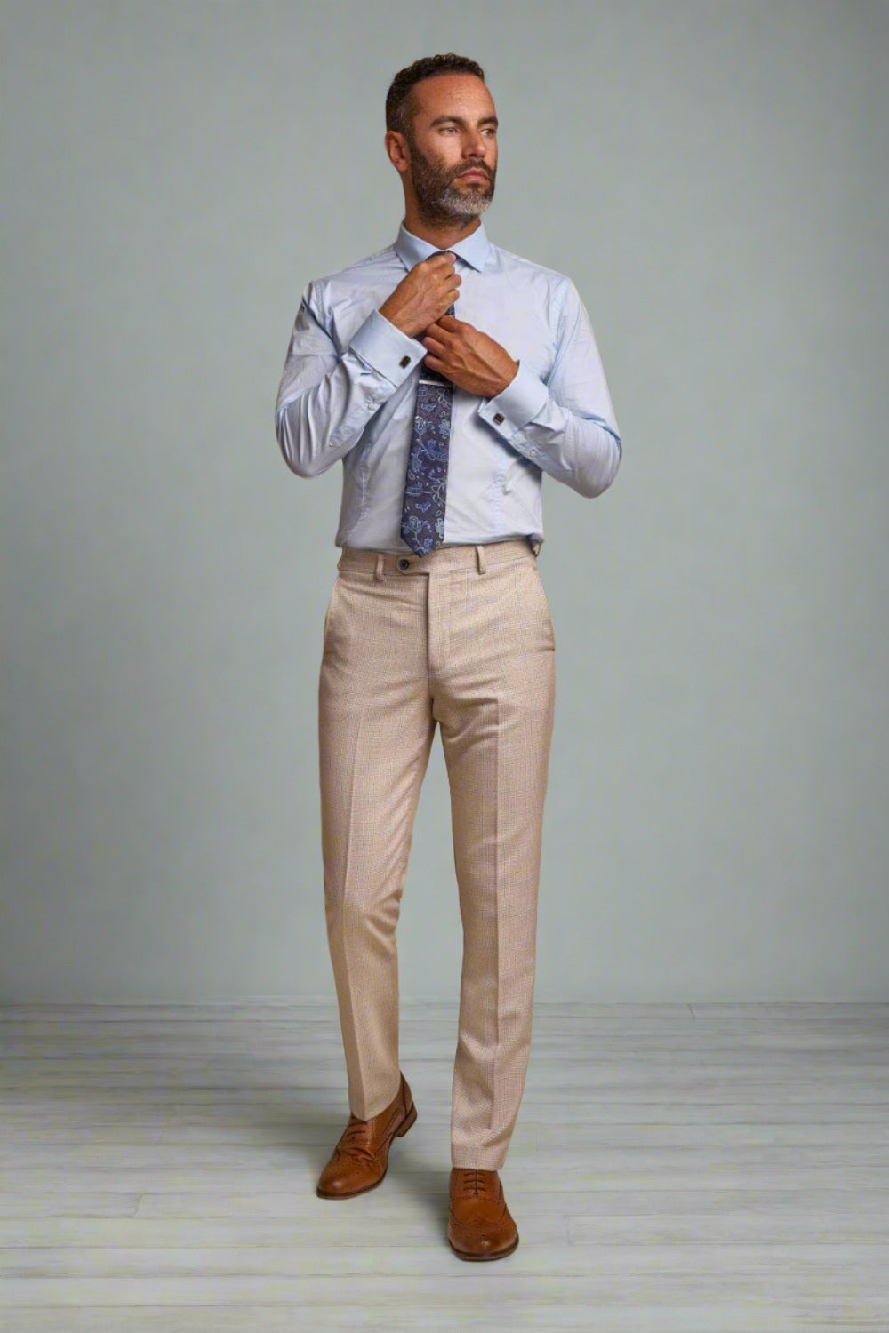 Cavani Caridi Men's Slim Fit Beige Dress Pants for Business Casual & Office Wear | Comfortable & Stylish Trousers