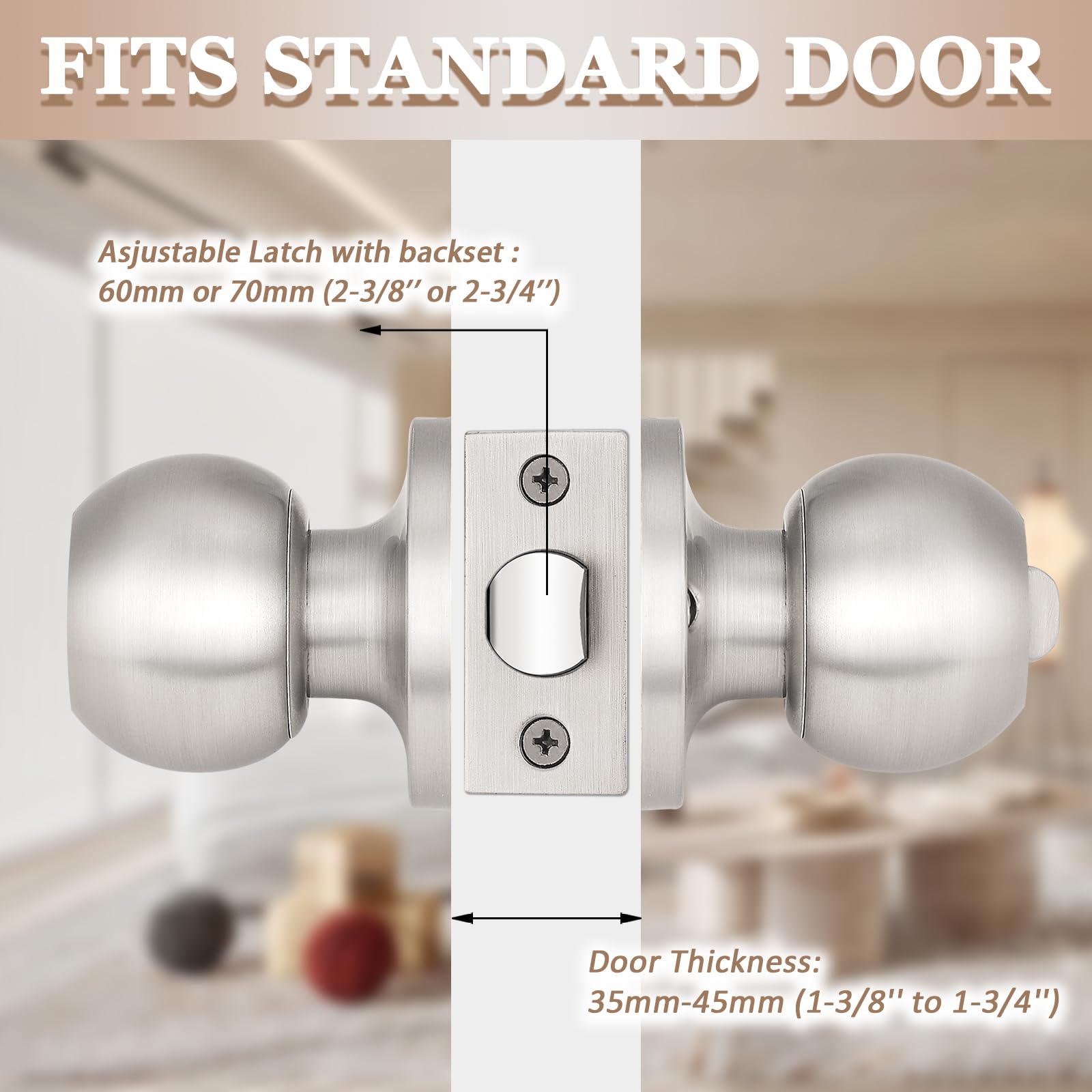 Probrico 10-Pack Keyed Alike Entry Door Knobs - Satin Nickel Finish Locking Door Handles with 3 Combination Keys | Secure Office & Front Door Locks for Home & Business Security