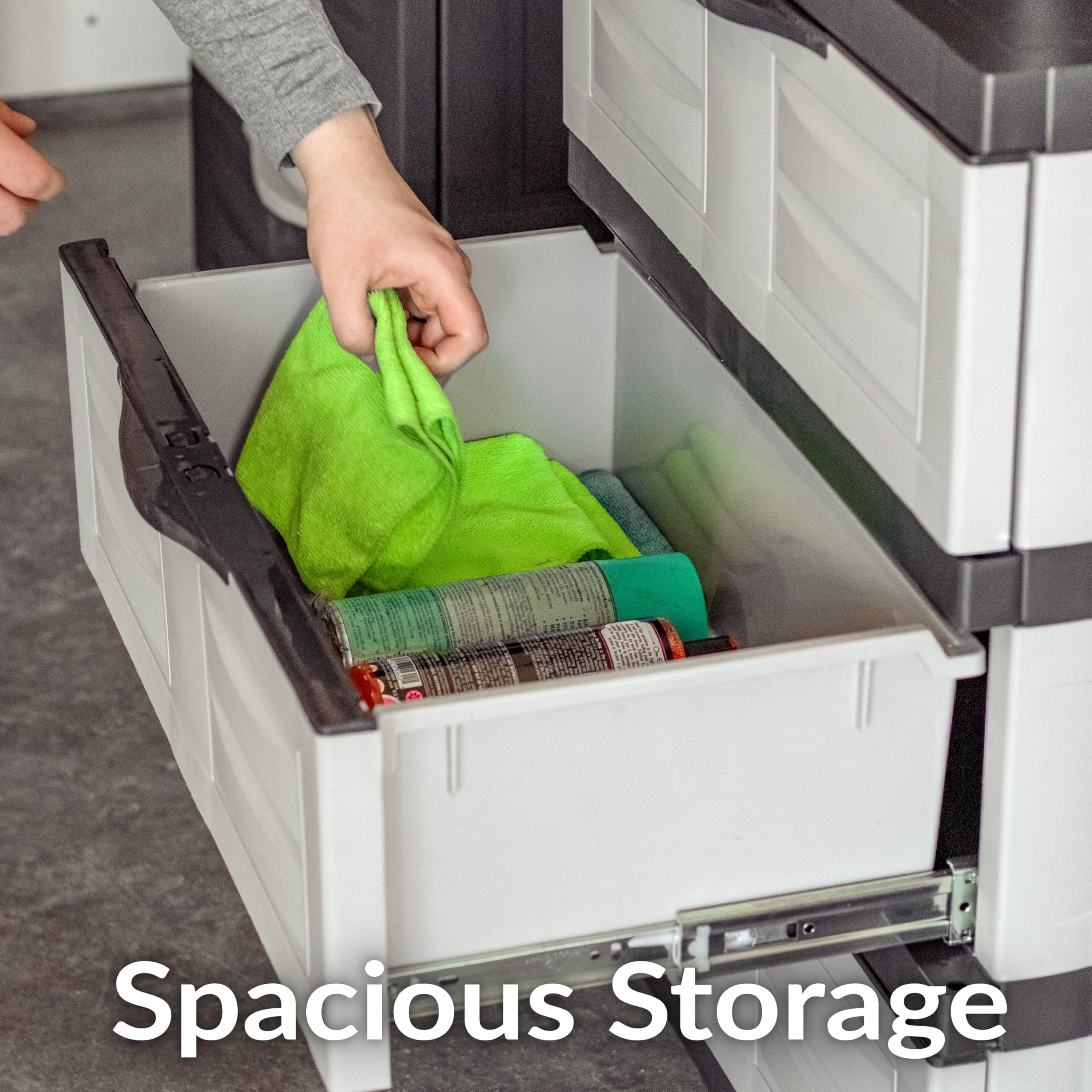 Sunnydaze 3-Tier Plastic Storage Cabinet with Drawers - 29.5