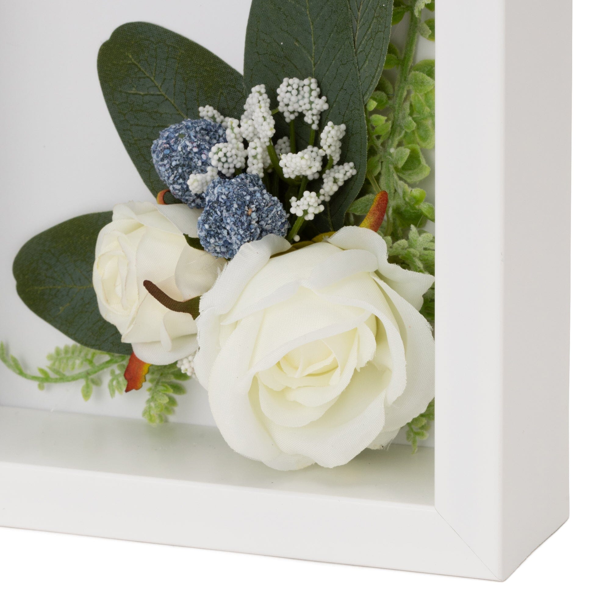 White Floral Photo Frame with Built-in Clock - Perfect for Home Decor, Wall Art, and Gift Giving