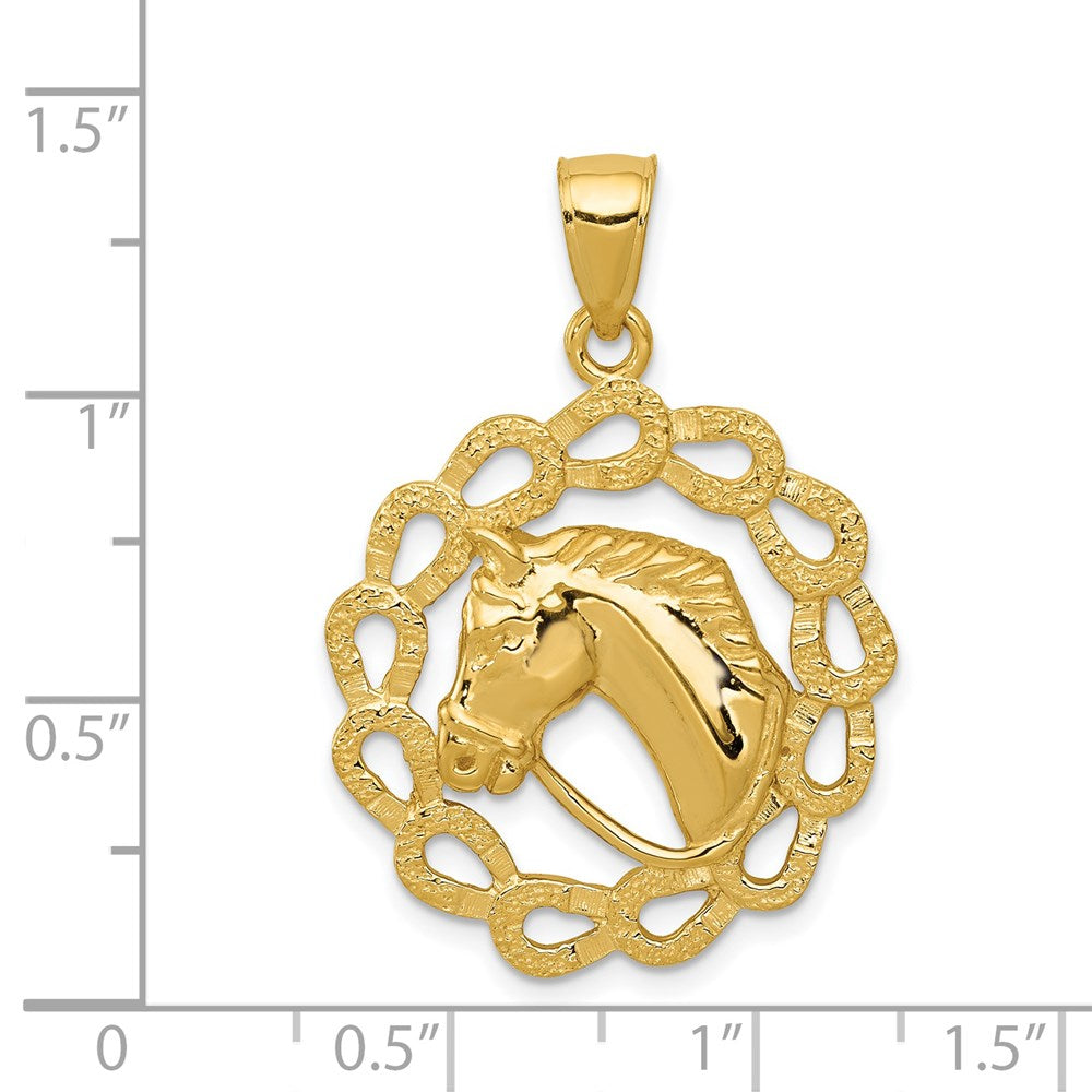 Gold Large Horse Head Round Pendant Necklace for Women - Elegant Equestrian Jewelry Gift for Horse Lovers, Birthday & Anniversary