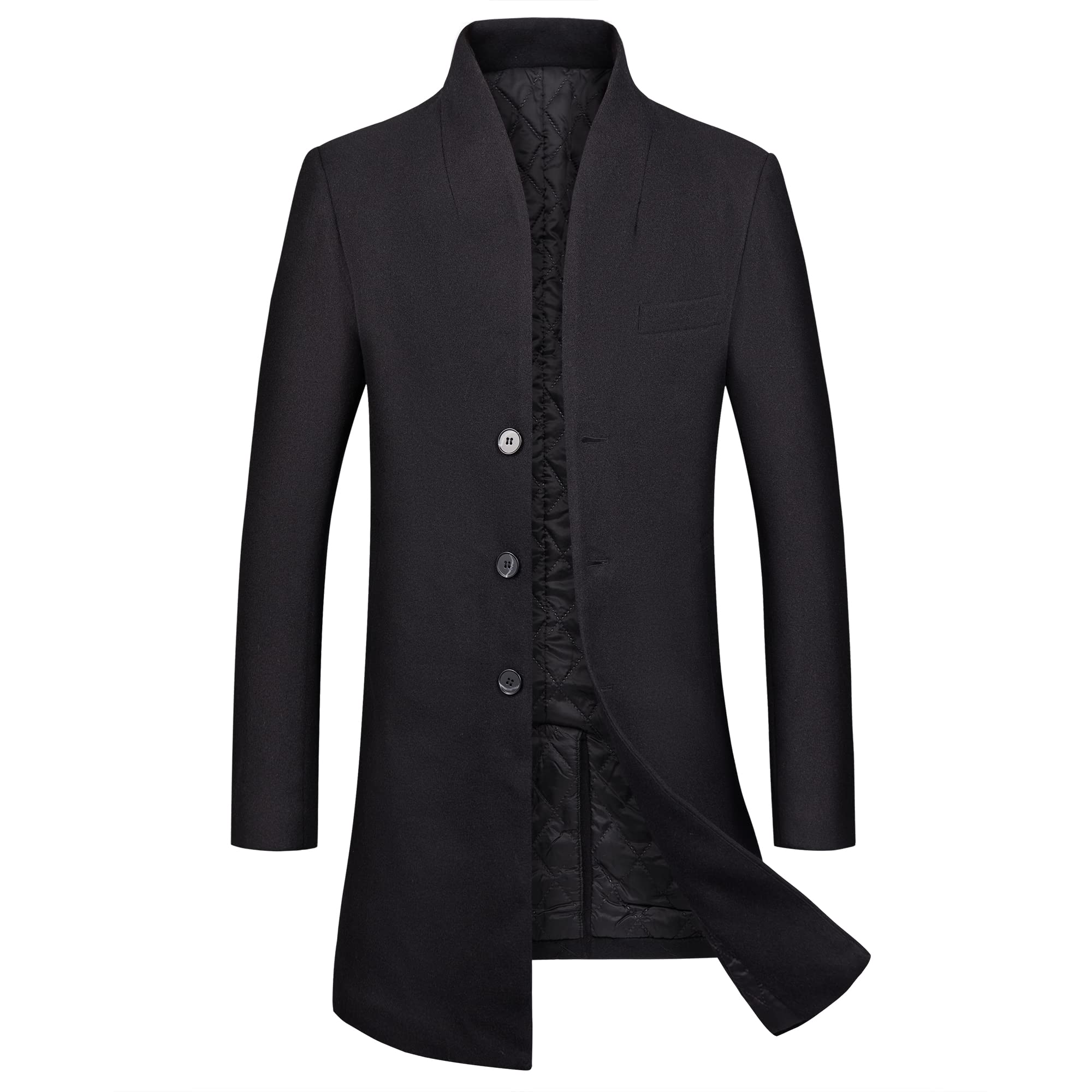 WULFUL Men's Slim Fit Wool Trench Coat - Warm Winter Overcoat for Business, Office & Formal Occasions