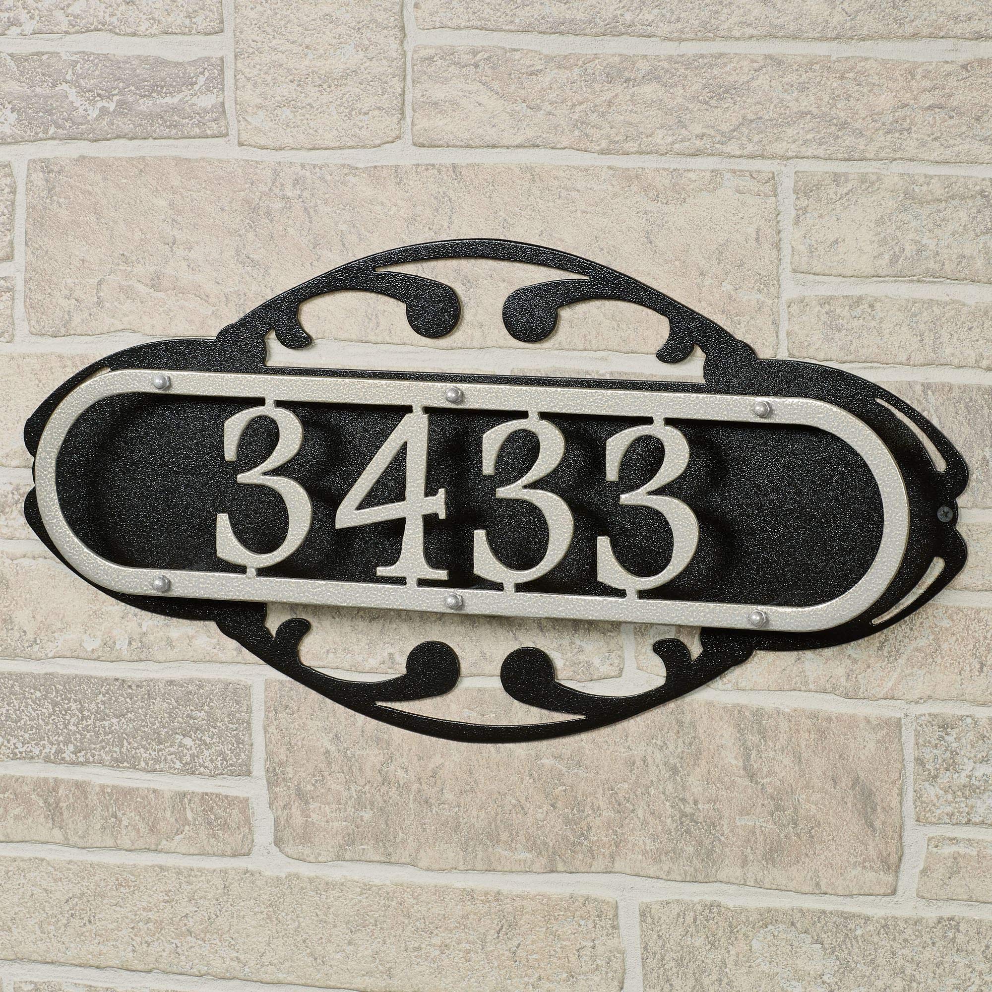 Elegant Metal Paris House Number Address Wall Sign - Silver & Black for Outdoor Home Decor | Perfect for House, Apartment, Mailbox & Garden Address Display