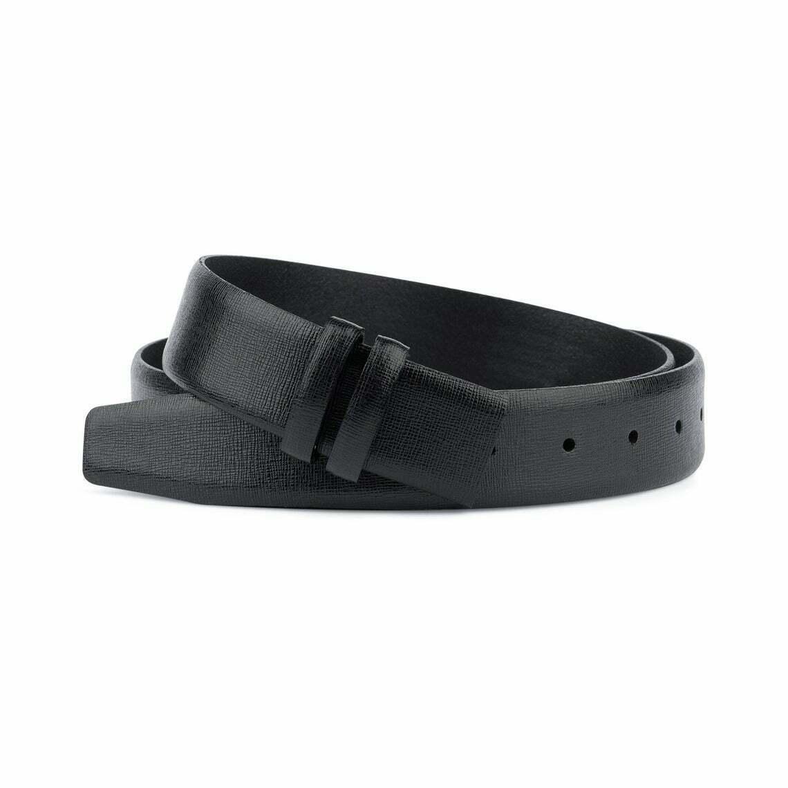 Cartier Men's 35mm Replacement Belt - Black Saffiano Leather Buckleless Strap for Luxury Watch Bands | Formal & Business Wear Accessory