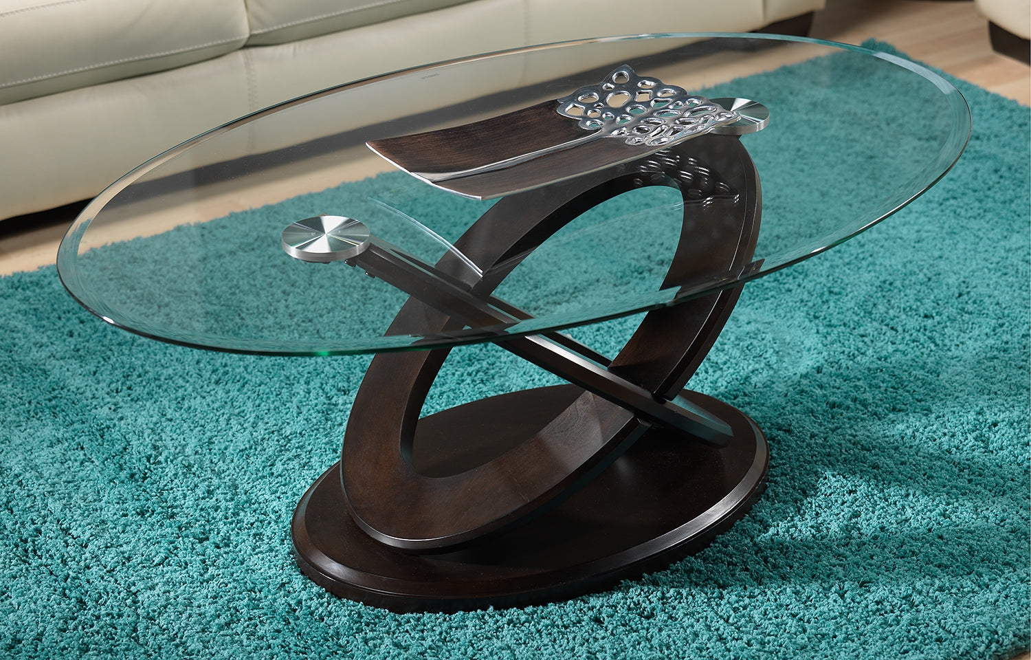 Atomic 48 Coffee Table - Brown Cherry Finish Modern Living Room Furniture for Home & Office Decor