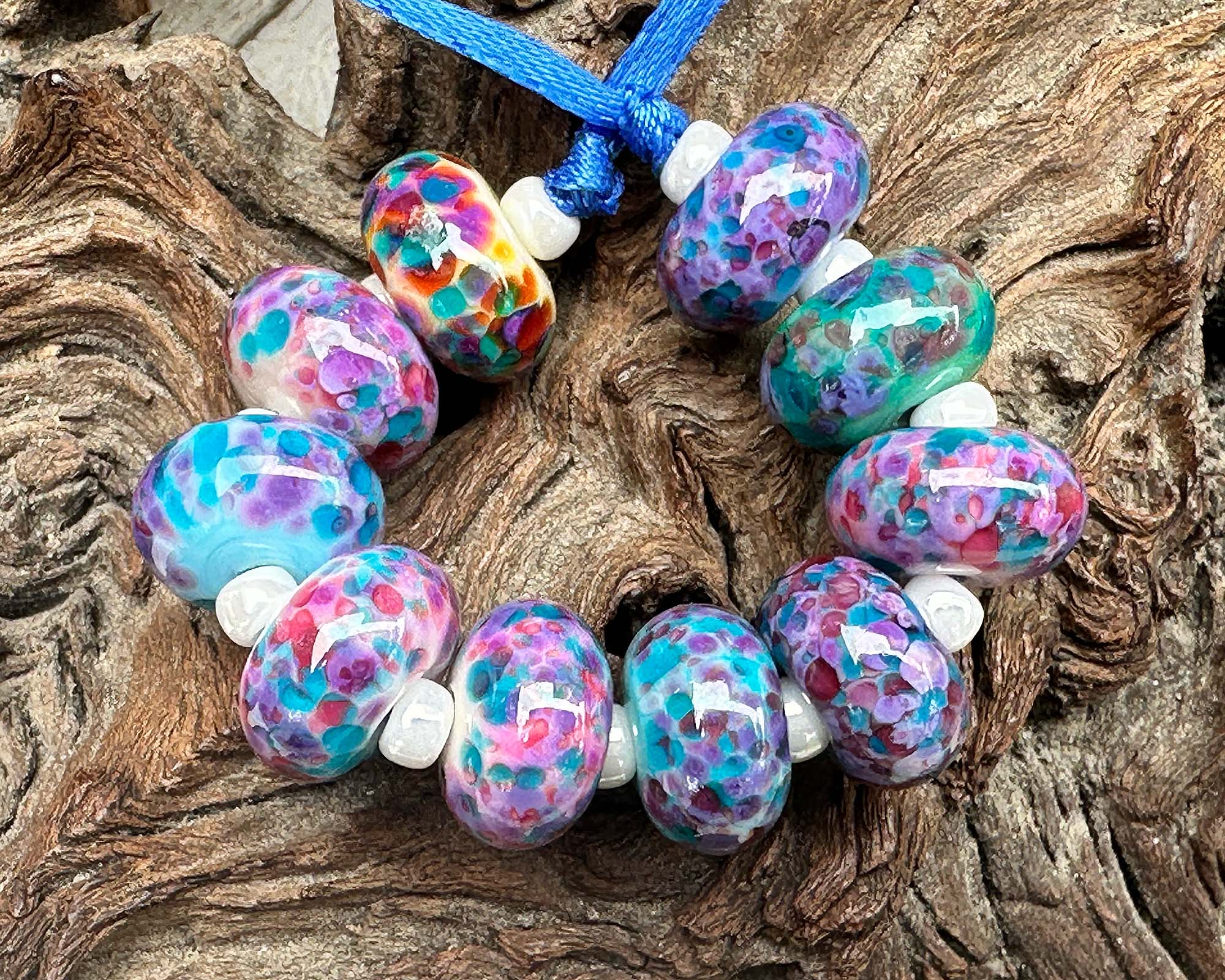 10pcs Kaleidoscope Burst Colorful Lampwork Glass Beads for Jewelry Making - DIY Bracelets, Necklaces, Earrings & Craft Projects