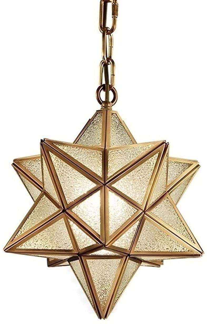 Modern LED Chandelier Ceiling Light - Moroccan Style Glass Pendant Lamp with Copper Finish for Living Room, Dining Room & Bedroom Lighting