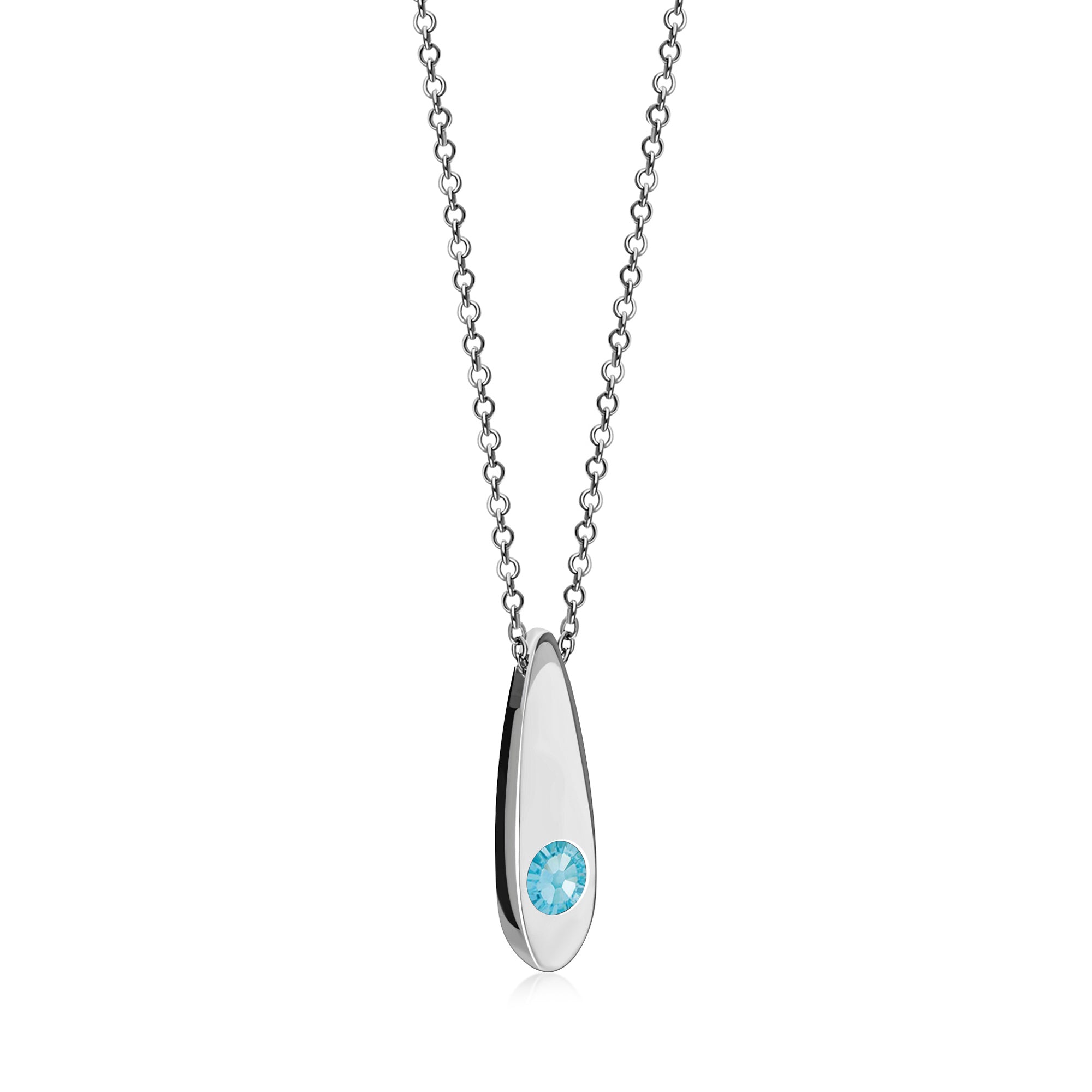 Whitby Jet & Birthstone Double-Sided Sterling Silver Teardrop Pendant - Elegant Jewelry for Everyday Wear & Special Occasions