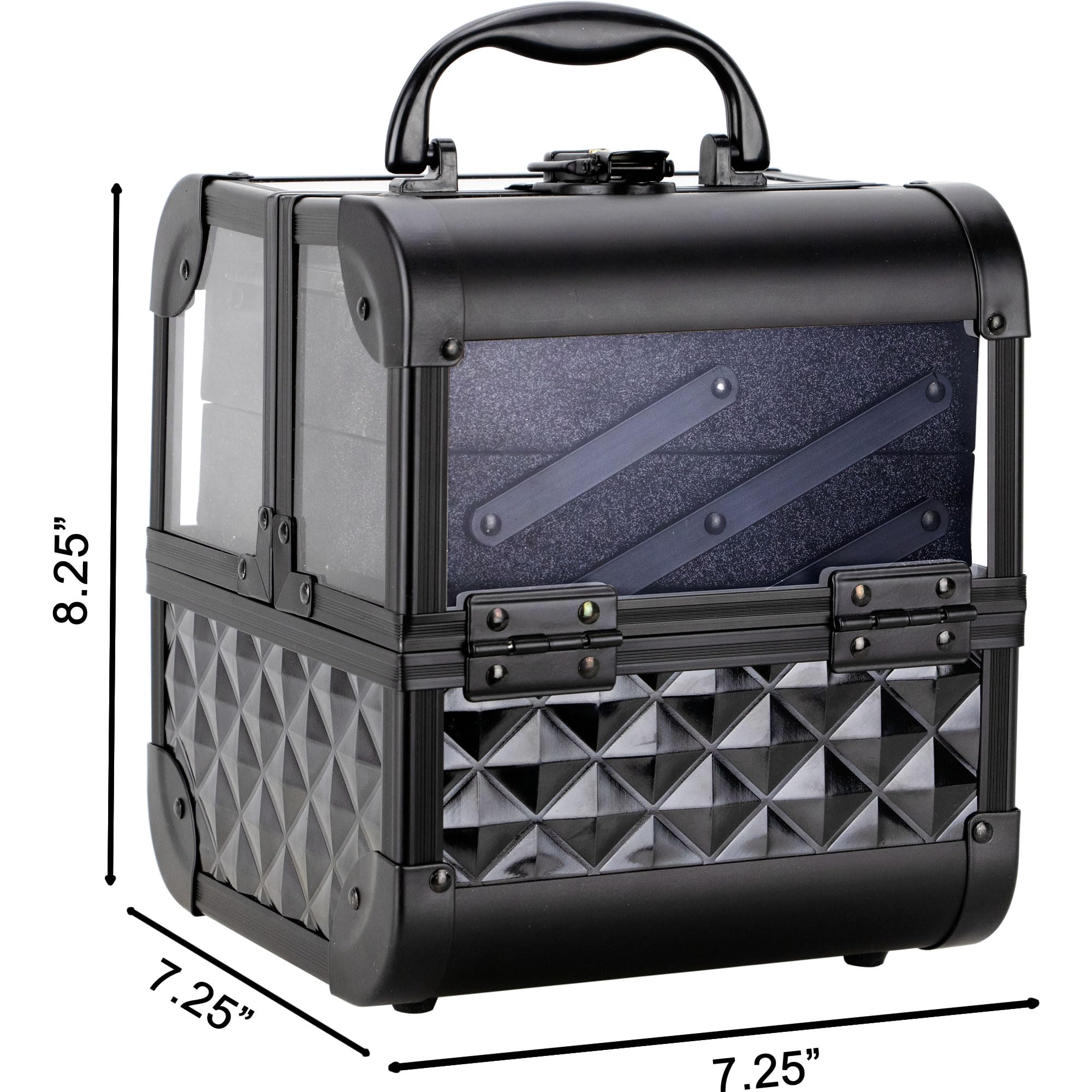 Ver Beauty Makeup Box - Lockable Travel Cosmetic Case with Clear Acrylic Jewelry Organizer, 2-Tier Trays & Mirror | Portable Aluminum Train Case for Makeup Artists & Travel | Perfect for Professional Salon Use & On-the-Go Beauty Storage