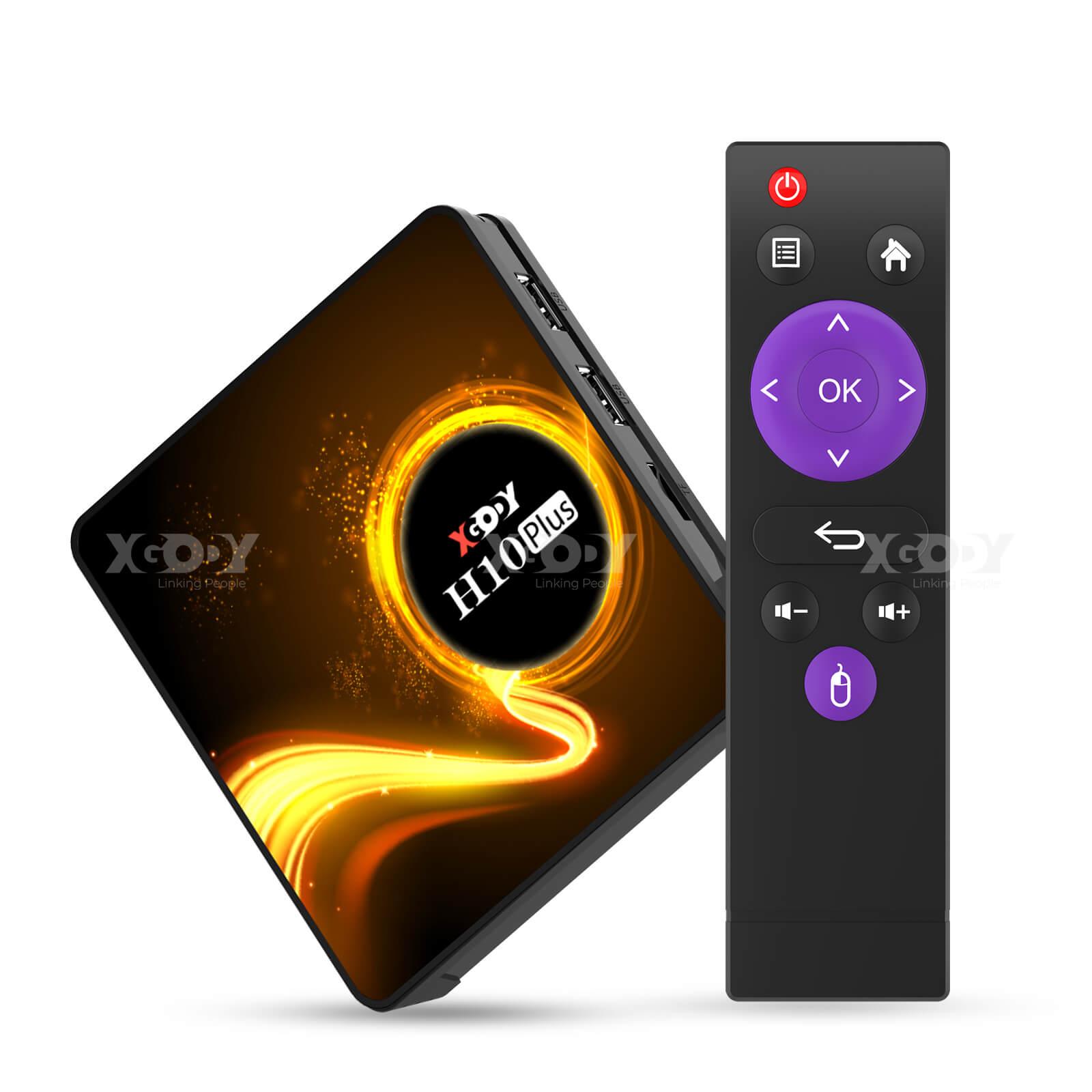 XGODY H10Plus Android 10.0 Smart TV Box - Quad Core Processor, Dual WiFi, Keyboard Included - 4K Media Player for Streaming, Gaming & Home Entertainment