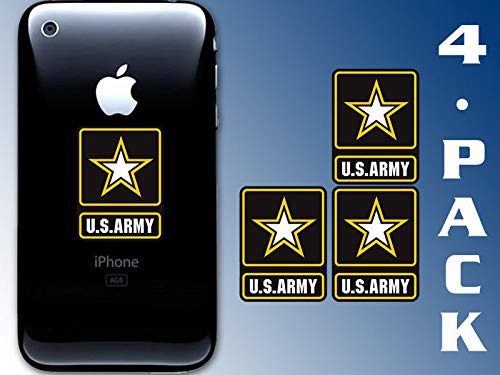 4-Pack US Army Logo Vinyl Decals - 1x1.5 Inch Waterproof Stickers for Phone, Car, Laptop & Bumper | Patriotic Military Decoration for Veterans Day, Memorial Day & Everyday Pride