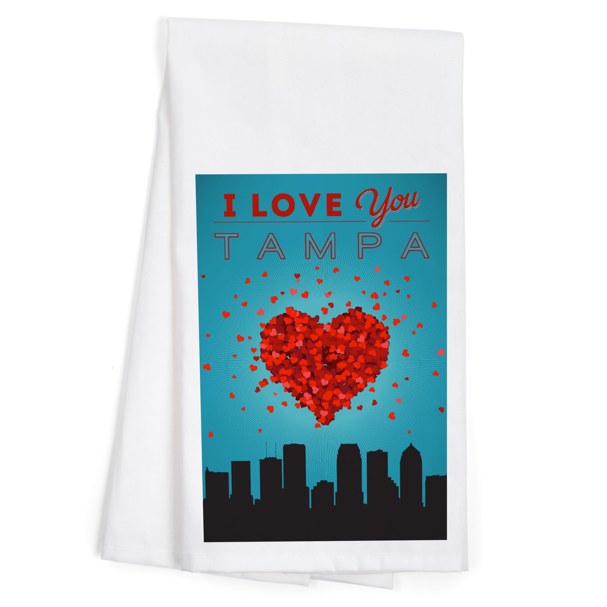 Lantern Press I Love You Tampa Florida 100% Cotton Tea Towel - Decorative Hand Towel for Kitchen, Home Decor & Gift - Perfect for Housewarming, Bridal Shower & Florida Souvenirs