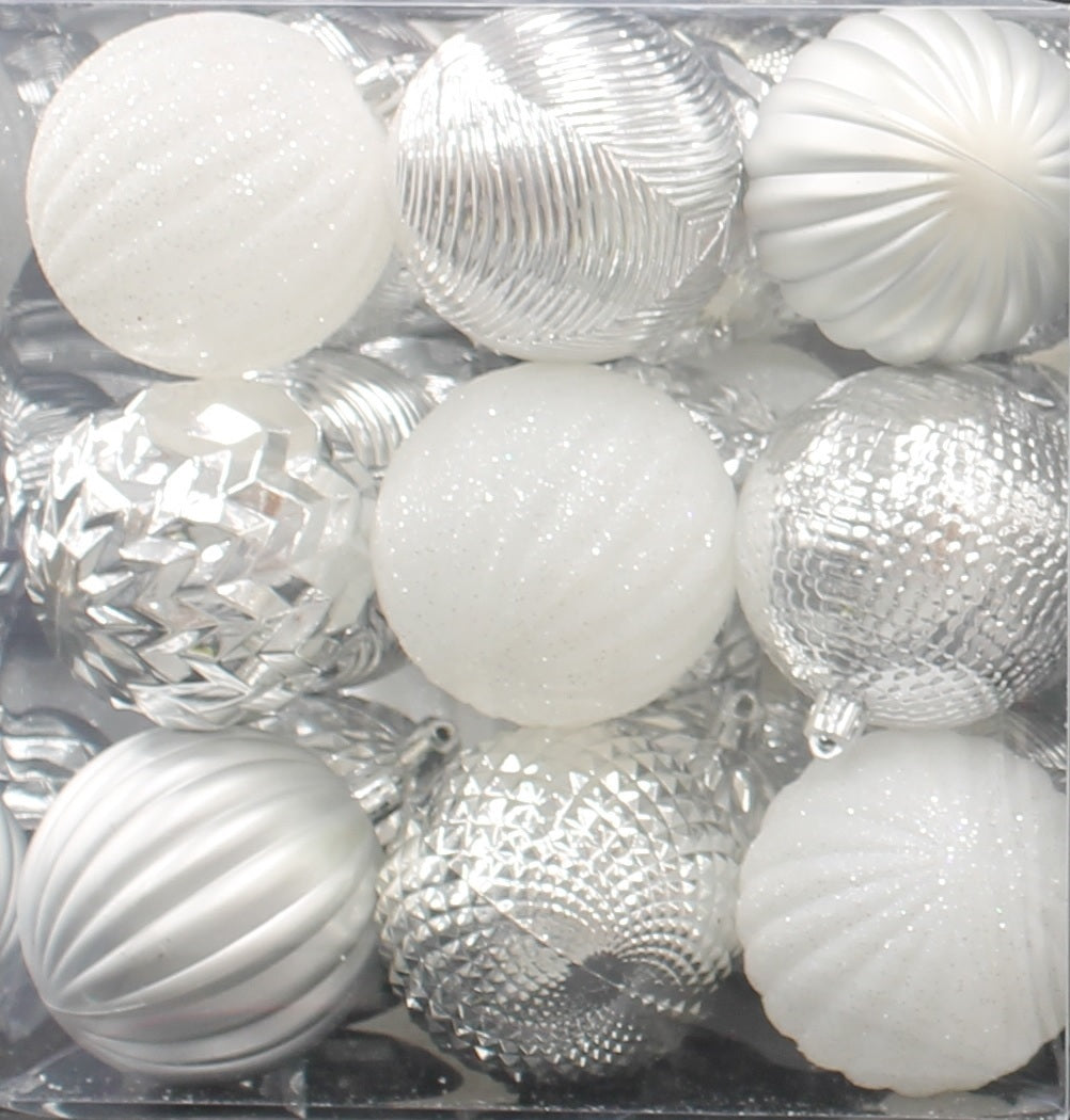 30 Pack of 70MM Silver Christmas Ornaments - Elegant Holiday Decor for Tree, Wreaths, and Gift Wrapping