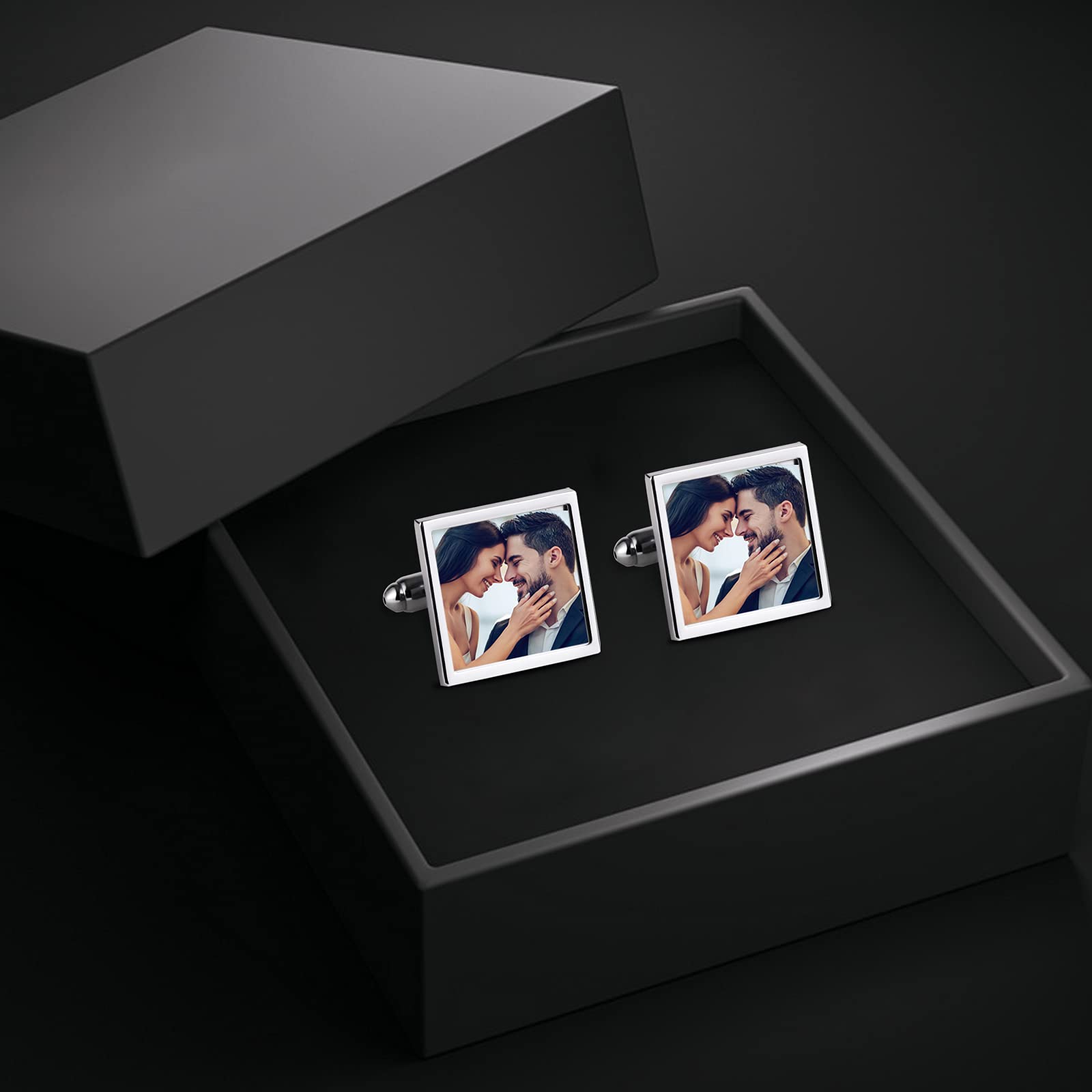 Custom Personalized Stainless Steel Cufflinks for Men - Wedding, Christmas & Business Gifts - Engraved Photo Cufflinks - Unique Dress Shirt Accessories for Formal Events, Prom & Special Occasions