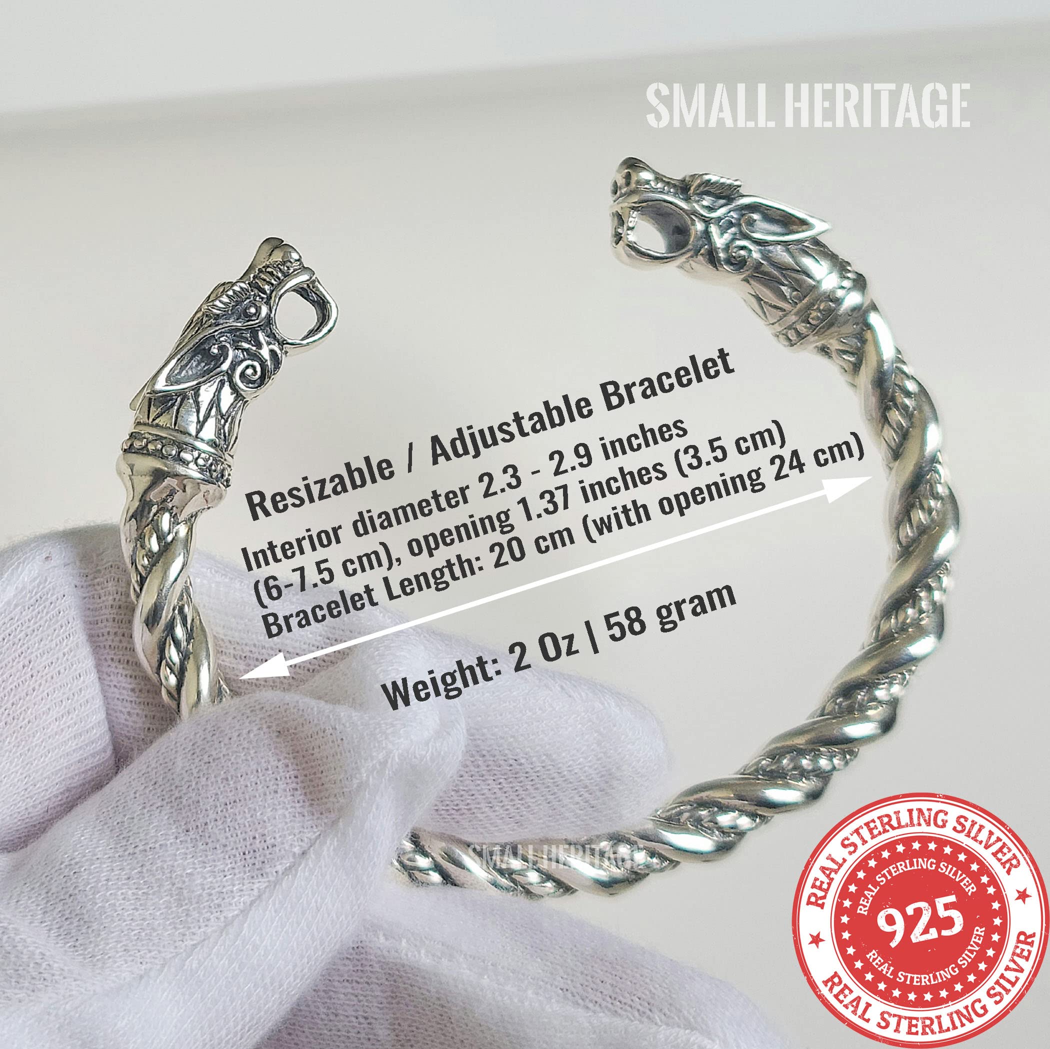 Viking Bracelet for Men - 925 Sterling Silver Norse Cuff Arm Ring - Medieval Style Jewelry for Viking Lovers & History Enthusiasts - Perfect for Cosplay, LARP & Everyday Wear