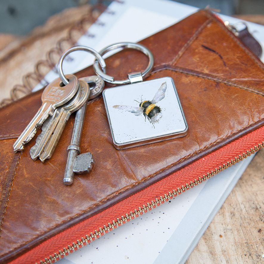 Wrendale Designs Flight of the Bumblebee Keyring - Cute Bee Keychain for Women & Men - Perfect Gift for Nature Lovers, Office Keys, or Handbag Accessory