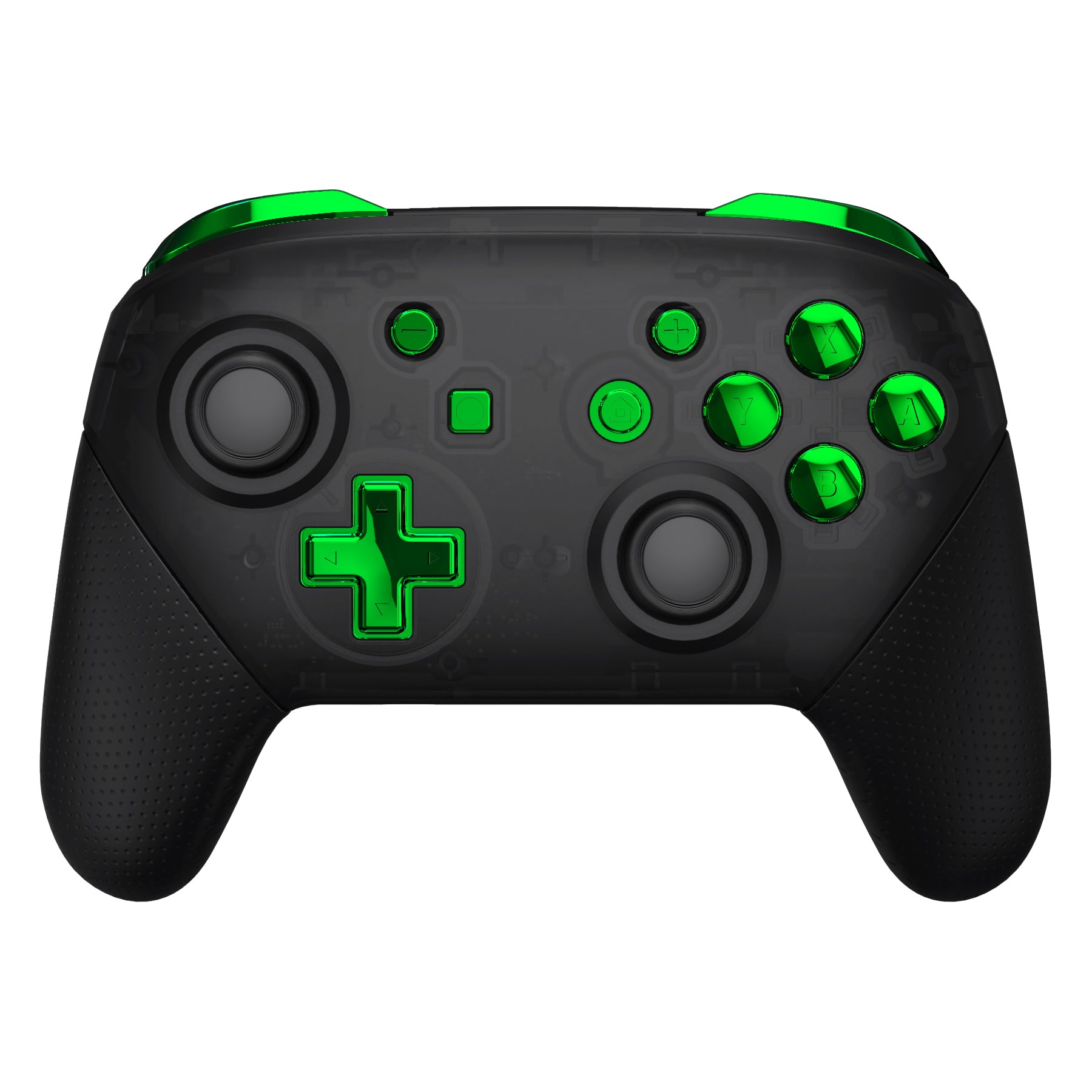 eXtremeRate DIY Replacement Full Set Buttons for Nintendo Switch Pro Controller - Chrome Green (KRD406) | Customize Your Gamepad for Enhanced Gaming Experience