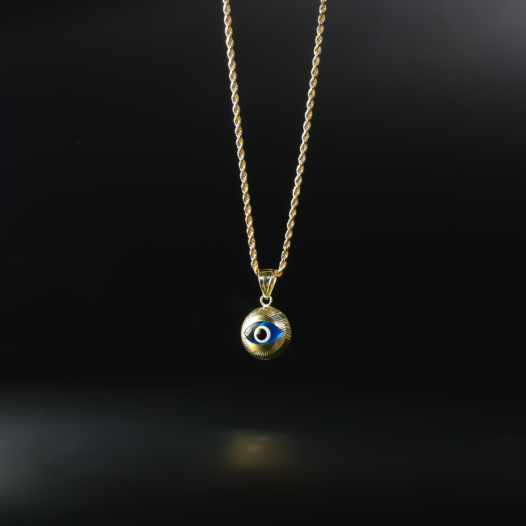 14K Gold Dainty Round Blue Evil Eye Pendant Necklace for Women - Protection Jewelry Gift for Birthday, Travel & Good Luck Charm