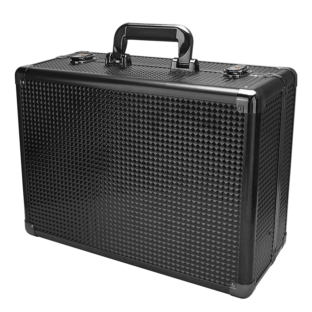 **Professional Extra Large See-Through 6-Tray Makeup Train Case – Travel Cosmetic Storage Box for Makeup Artists, Nail Techs & Hairstylists – Salon & Barber Organizer (Black) – Perfect for Travel, Salon & On-the-Go Beauty Professionals**