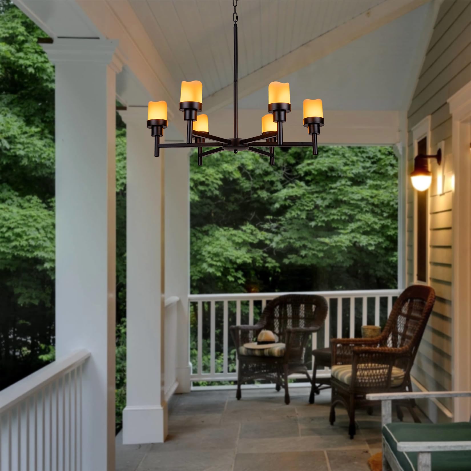 Battery Operated Chandelier Lights - Outdoor Hanging LED Candle Lights for Gazebo, Pergola, Porch, Tent & Canopy Decor - Weatherproof & Wireless Patio Lighting for Romantic Dinners & Garden Parties