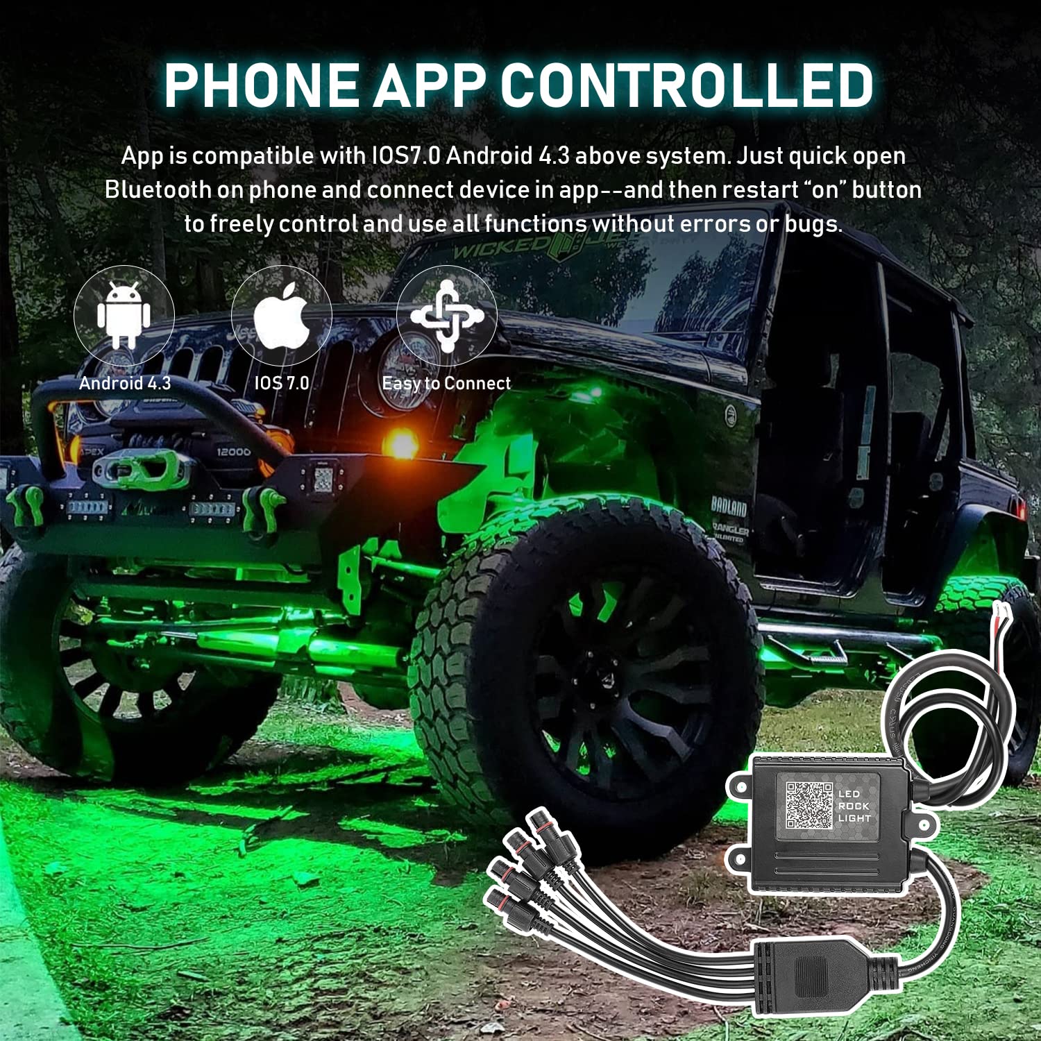 YCHOW-TECH RGB LED Rock Lights Kit - 6 Pods Wireless IP68 Waterproof Multicolor Underglow Neon Lights with Bluetooth App Control | Music Sync & Flashing Modes for Trucks, ATVs, UTVs, RZRs, SUVs | Off-Road, Car Shows & Night Driving Enhancement