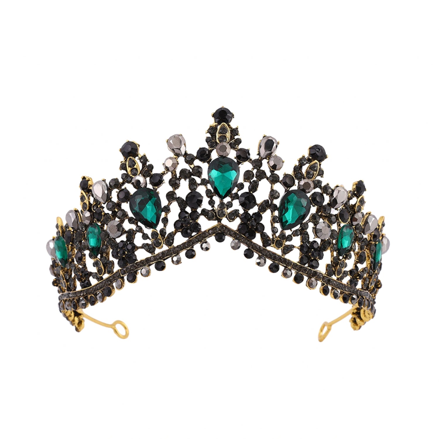 Elegant Baroque Crystal Tiara for Women - Emerald Green Rhinestone Queen Crown for Birthday, Wedding, Prom & Costume Parties | Perfect Bridal Accessory & Halloween Gift