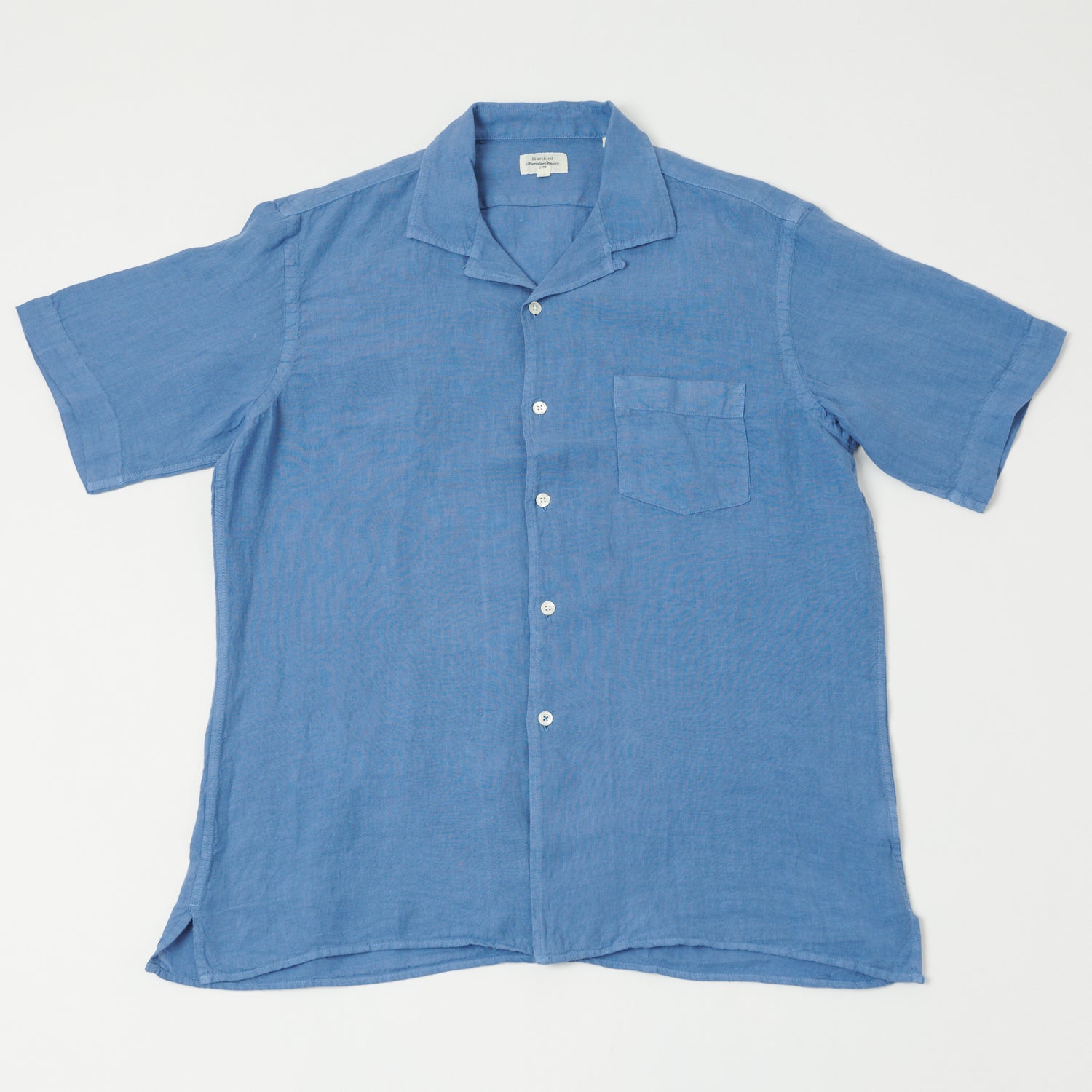 Hartford AZ04001 Men's Linen Short Sleeve Casual Shirt - Breathable Summer Shirt in Nautical Blue | Perfect for Beach Outings, Vacation Wear & Casual Office Attire