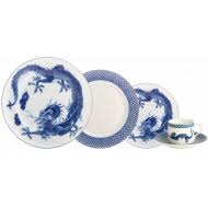 Blue Dragon Bread and Butter Plate Set - Elegant 7.5 Inch Ceramic Appetizer Plates for Dining, Entertaining, and Everyday Use - Perfect for Restaurants, Cafes, and Home Kitchens
