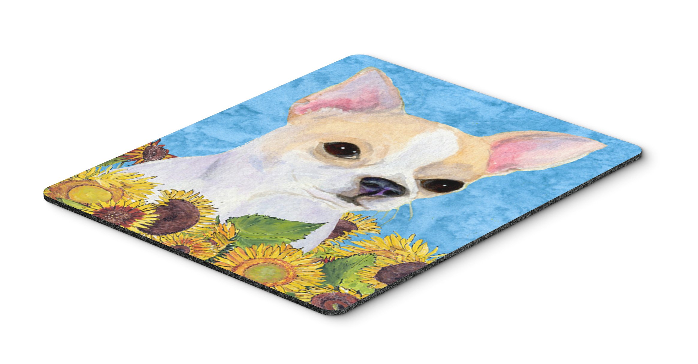 Chihuahua in Summer Flowers Mouse Pad - Large Washable Non-Slip Desk Mat for Home Office, Gaming & Computer Work | Cute Dog-Themed Hot Pad & Trivet for Kitchen Use