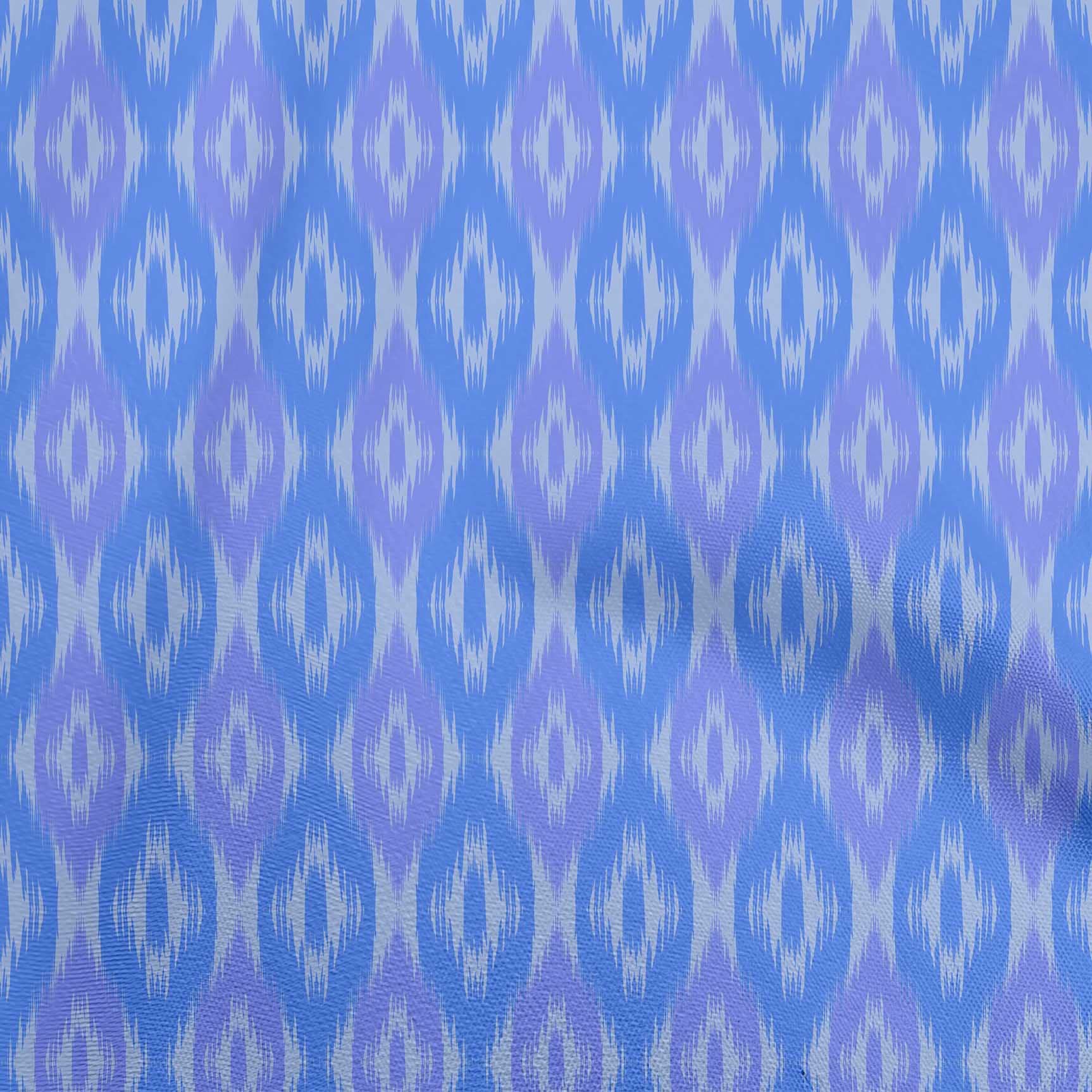 oneOone Rayon Blue Ikat Fabric by The Yard - 56 Inch Wide Printed Sewing Material for DIY Clothing, Dresses & Home Decor Projects