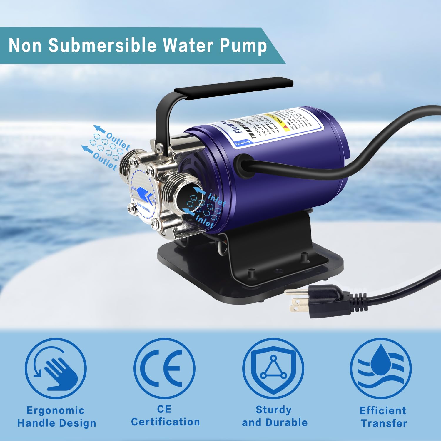 115V 1/10HP Portable Electric Water Transfer Pump Kit - 330 GPH Self Priming Utility Pump for Household, Garden, Pool, Aquarium & Rain Barrel - Ideal for Water Removal, Drainage & Emergency Flood Control