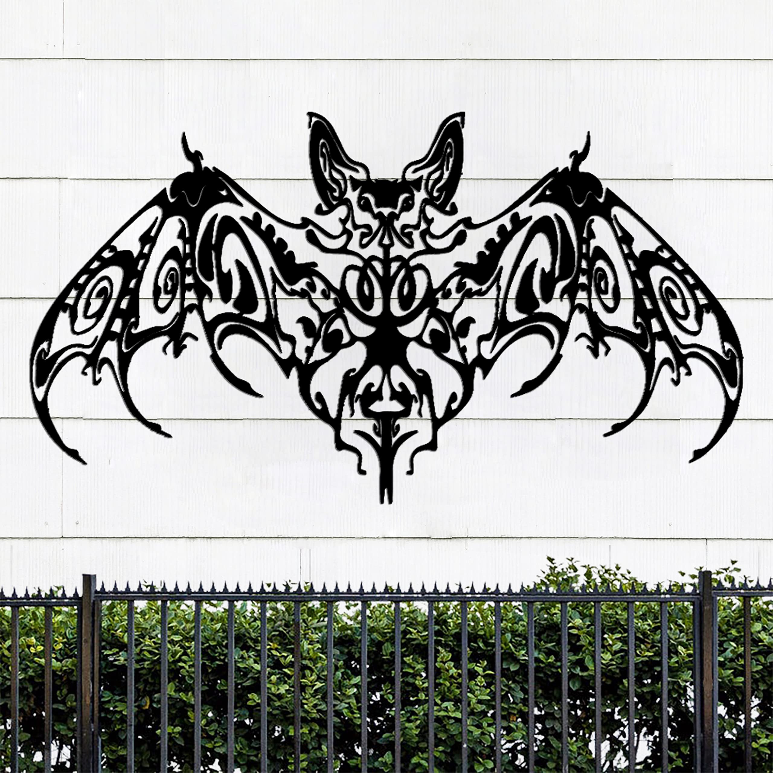 Shire Terry Floral Bat Metal Wall Art - Halloween Bat Decor for Indoor & Outdoor Home Decor - Perfect for Halloween Party, Gothic Room, and Spooky Gift Ideas
